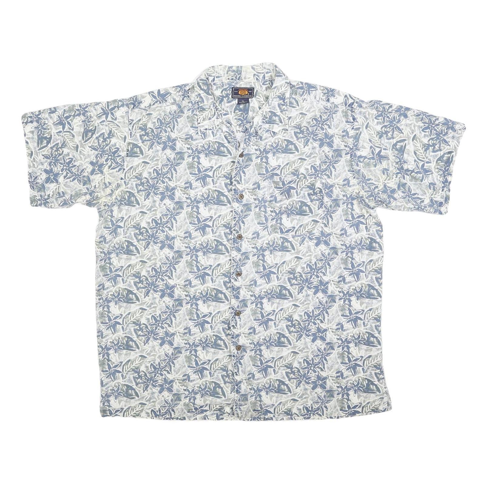 ROUTE 66 Mens White & Blue Floral Print Hawaiian Shirt XL Summer Casual Refurbished - N/A refurbished available on Cerqular