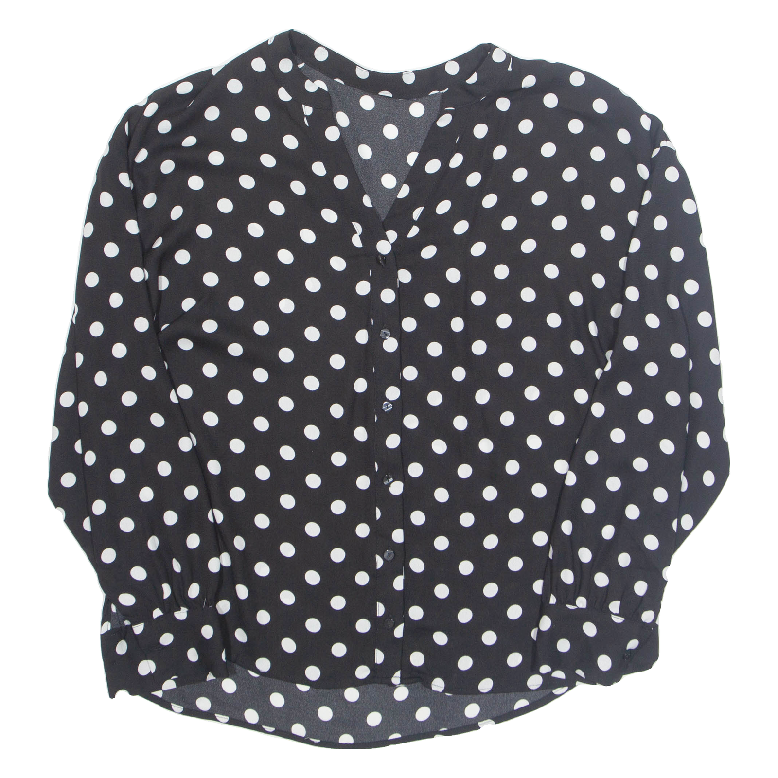 Womens Printed Blouse Black V-Neck Long Sleeve Spotted L Refurbished - N/A refurbished available on Cerqular