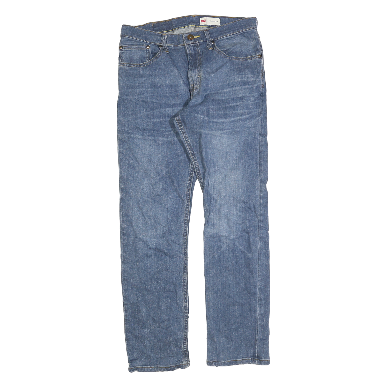 WRANGLER Mens Regular Fit Straight Leg Denim Blue Jeans Cotton Zip W30 L30 Refurbished - N/A refurbished available on Cerqular