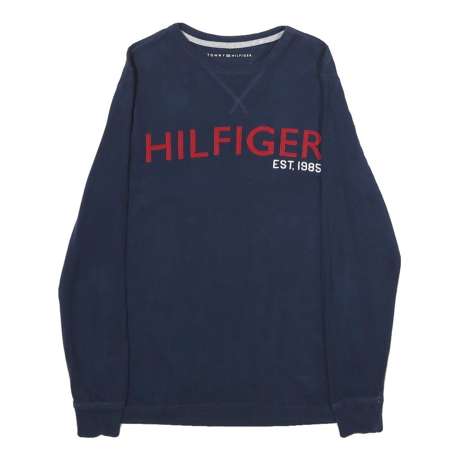 TOMMY HILFIGER Mens Blue Hilfiger Est 1985 Crew Neck XS Sweatshirt Cotton Refurbished - N/A refurbished available on Cerqular