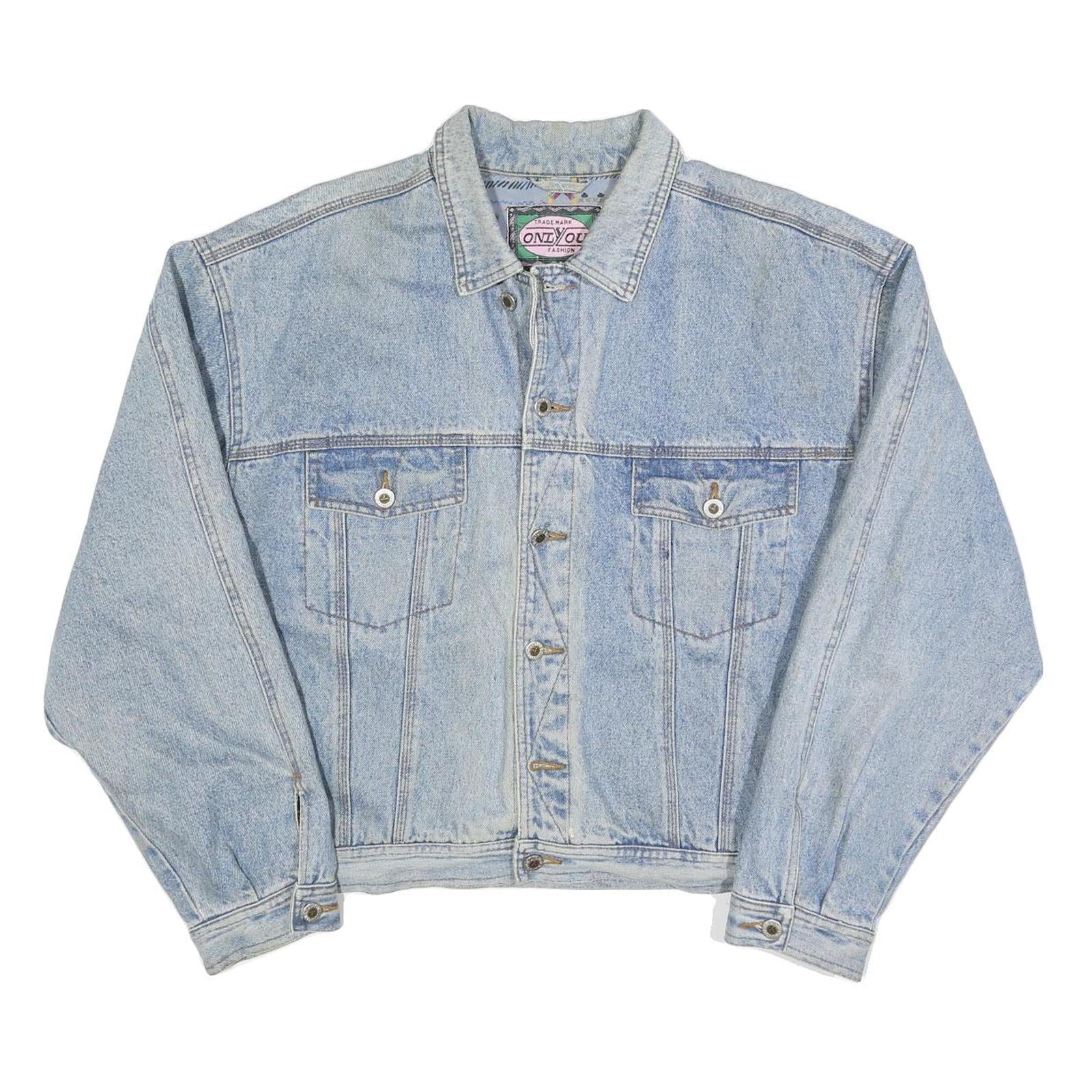 ONLY YOU Mens Blue Denim Cotton Button Jacket L Casual Classic Light Wash Refurbished - N/A refurbished available on Cerqular