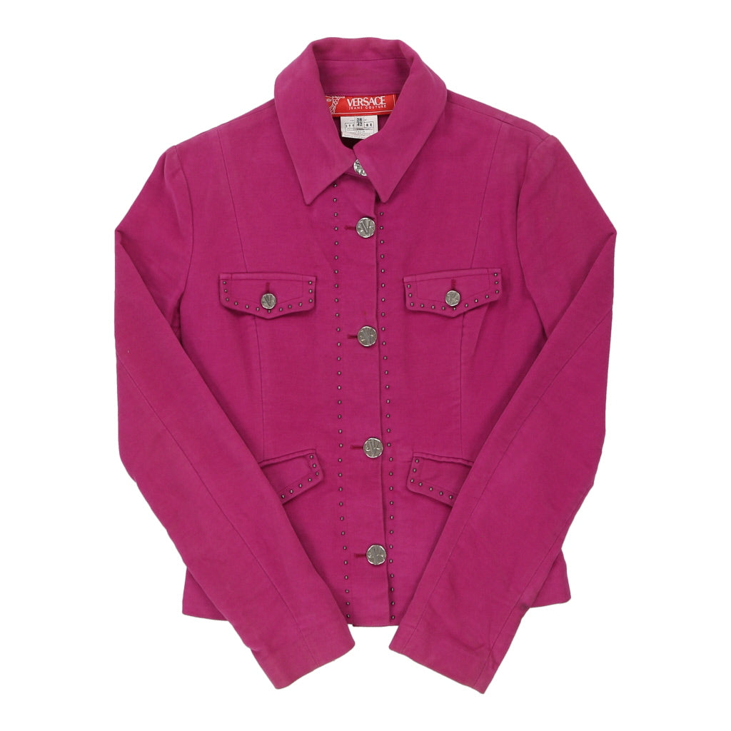 Versace Suede Jacket - Medium Purple Cotton | Size: medium Refurbished - N/A (Preloved Designer is not a specific brand, it refurbished available on Cerqular