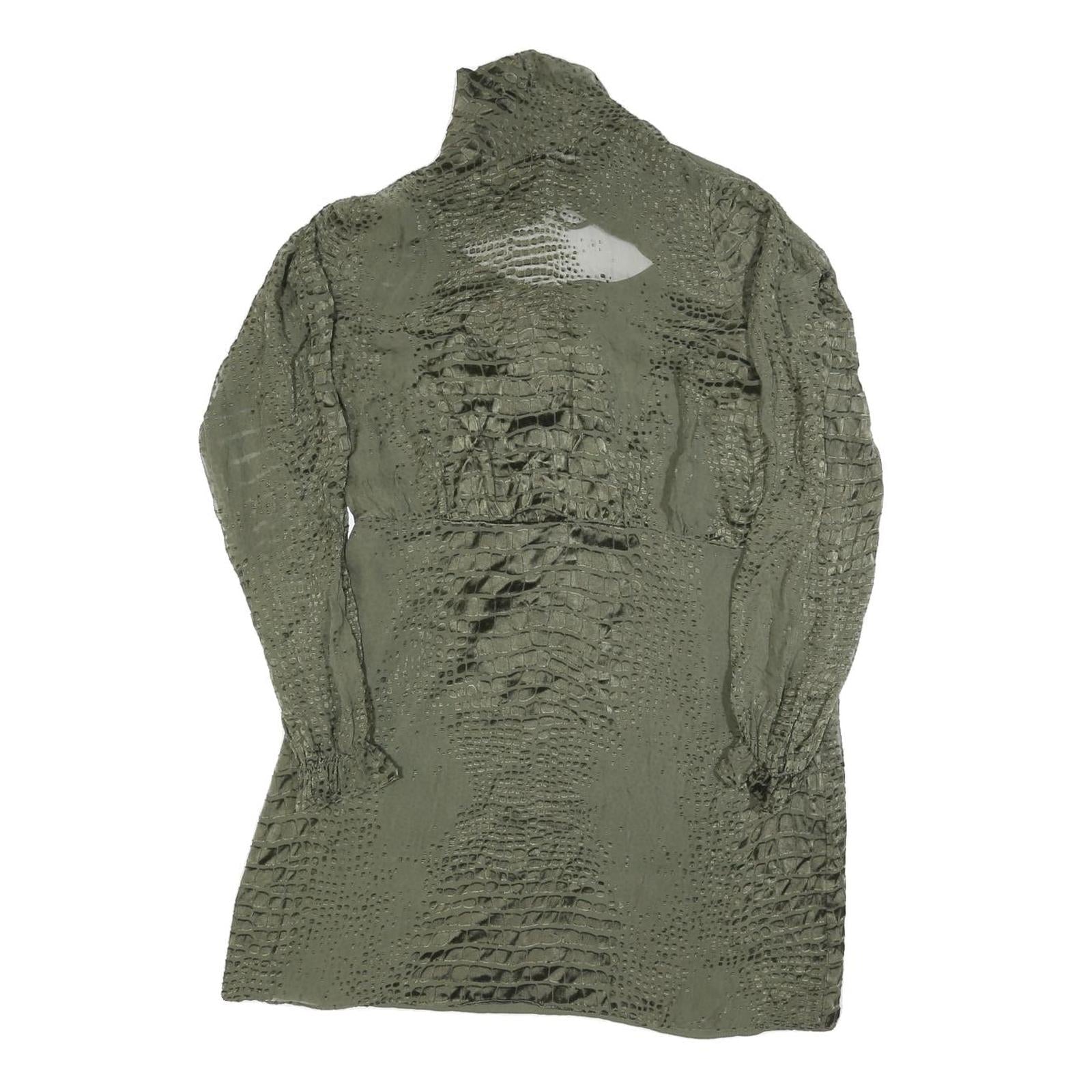 REISS Womens Green Polyester Blend Day Dress UK 12 Textured Long Sleeve Midi Refurbished - N/A refurbished available on Cerqular