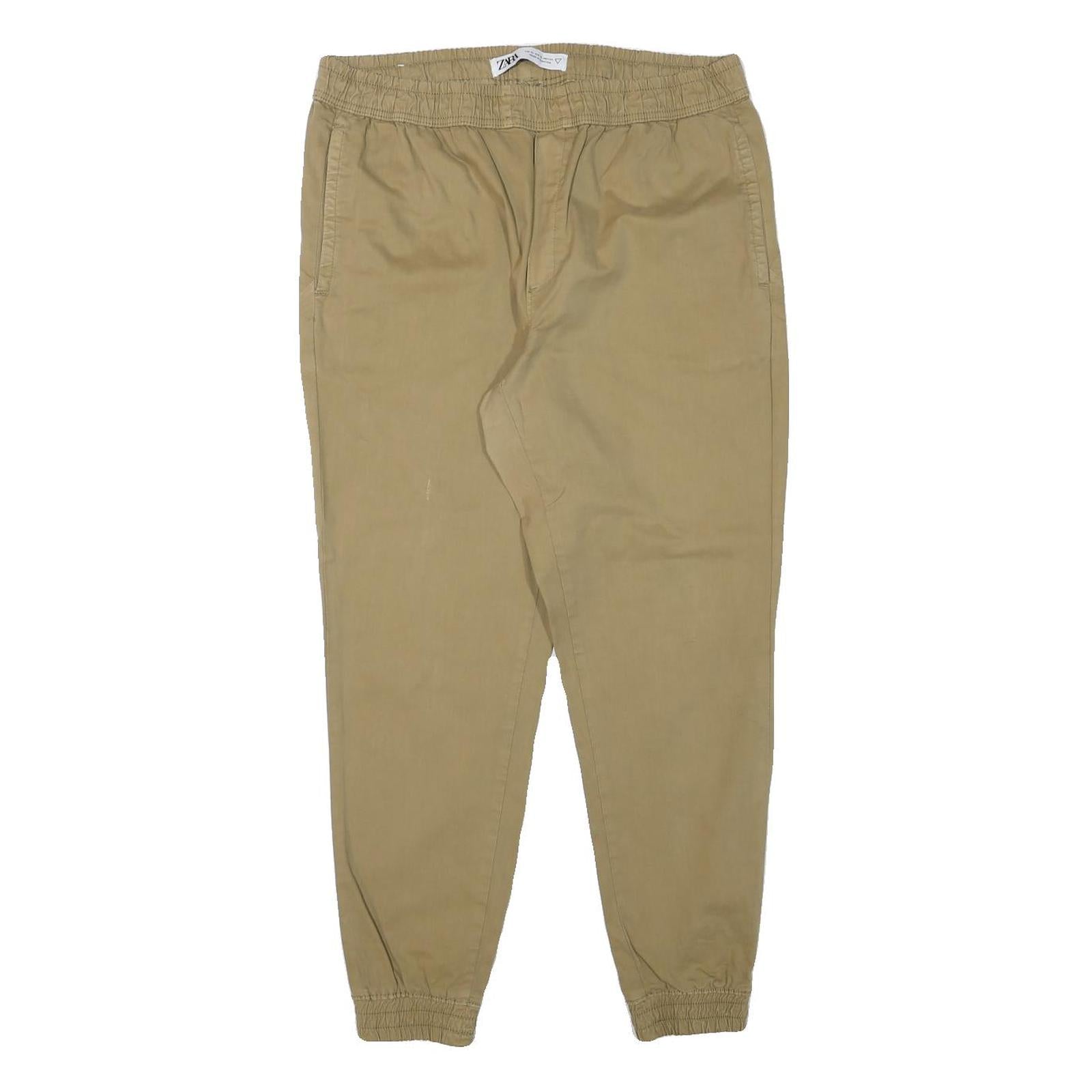 ZARA Mens Cotton Blend Beige Relaxed Drawstring Trousers W33 L28 Casual Wear Refurbished - N/A refurbished available on Cerqular