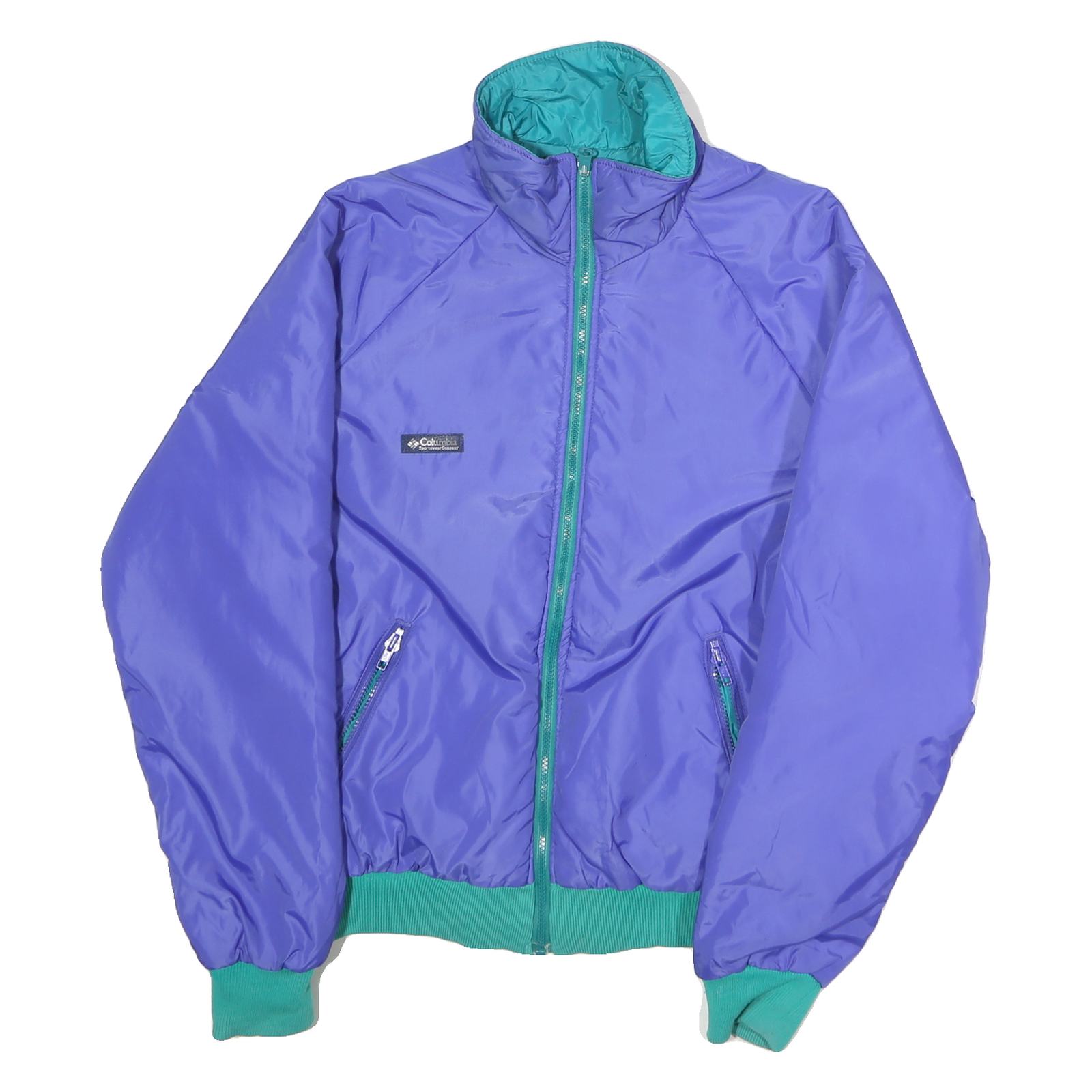 COLUMBIA Mens Purple & Teal Reversible Zip Jacket M Polyester Casual Outdoor Refurbished - N/A refurbished available on Cerqular