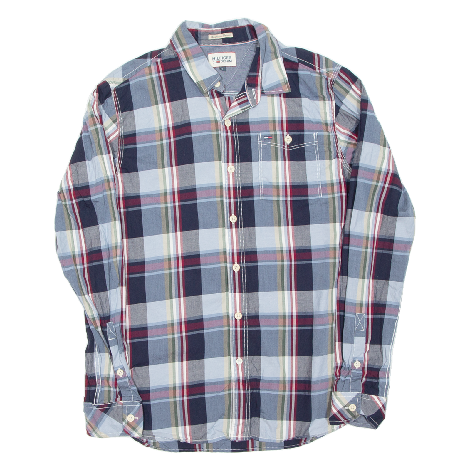 HILFIGER DENIM Mens Shirt Blue Check Long Sleeve S Refurbished - N/A refurbished available on Cerqular