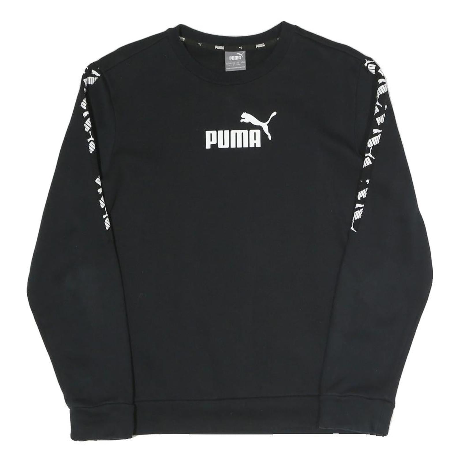 PUMA Womens Black Logo Detail Crew Neck Sweatshirt S Cotton Blend Sportswear Refurbished - N/A refurbished available on Cerqular
