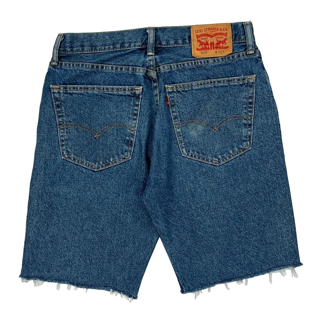 Levis Denim Shorts - 30W 11L Blue Cotton Refurbished - Thrifted (note: this is a term often used to describe second- refurbished available on Cerqular