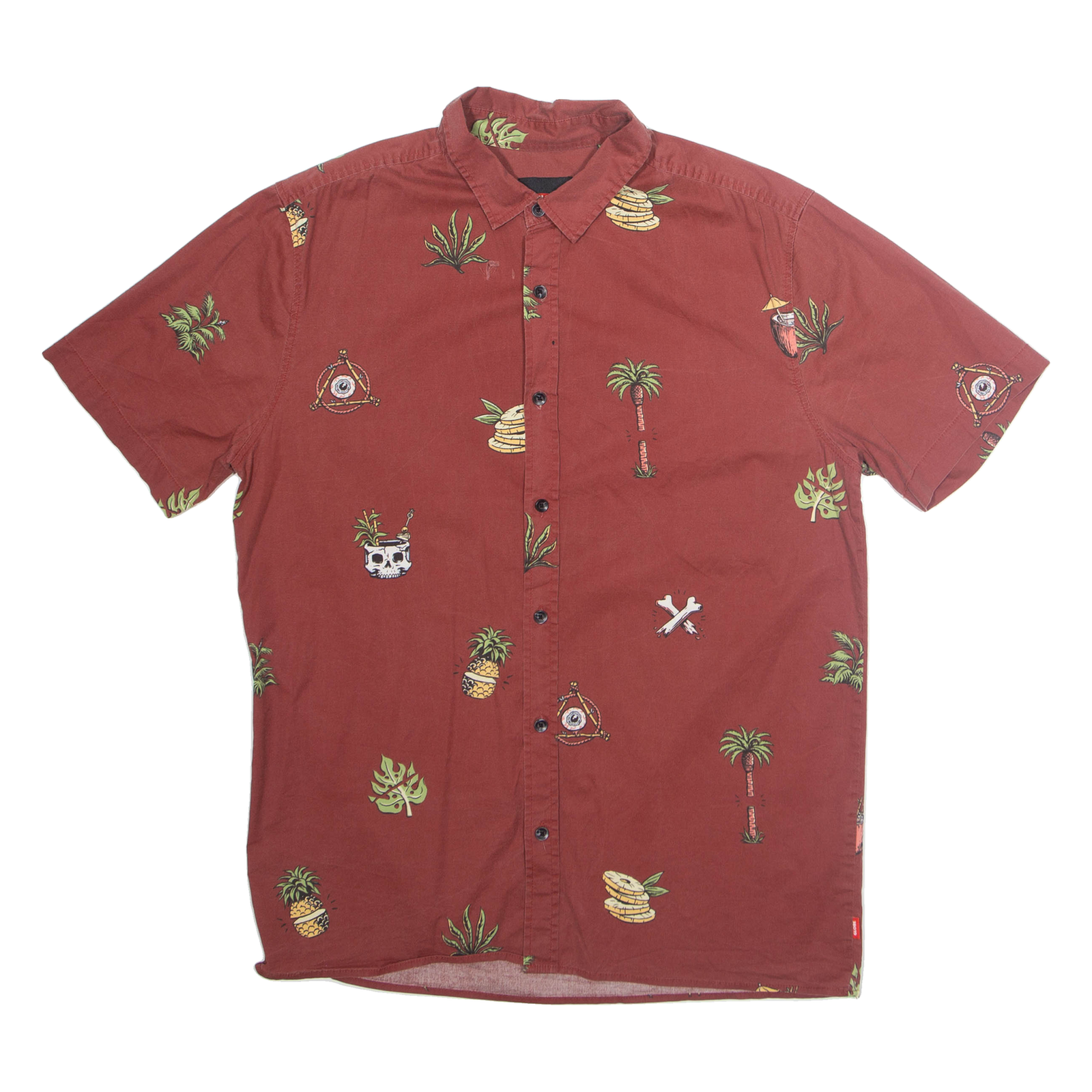 GLOBE Mens Shirt Maroon Crazy Pattern Short Sleeve S Refurbished - N/A refurbished available on Cerqular
