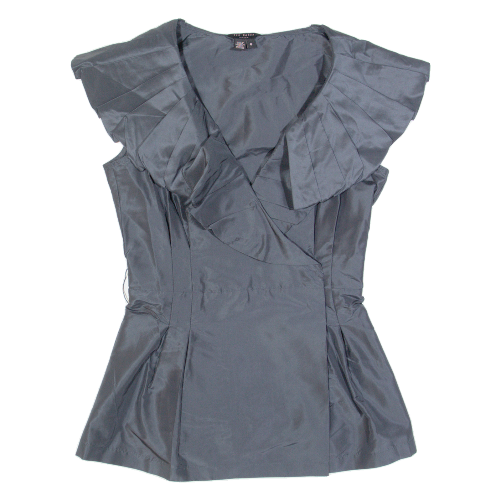 TED BAKER Womens Top Black V-Neck Silk XS Refurbished - N/A refurbished available on Cerqular