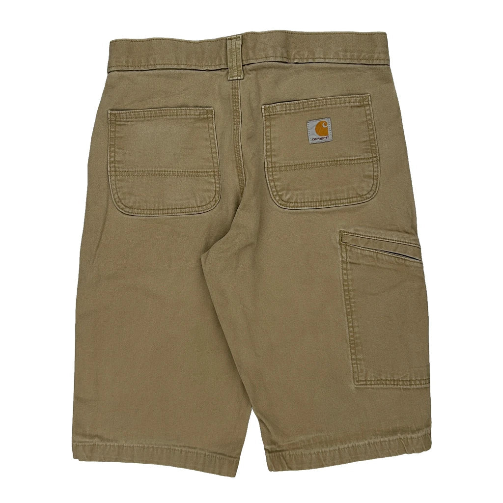 Carhartt Carpenter Shorts - 29W 12L Khaki Cotton Refurbished - Thrifted (note: this is a term often used to describe second- refurbished available on Cerqular