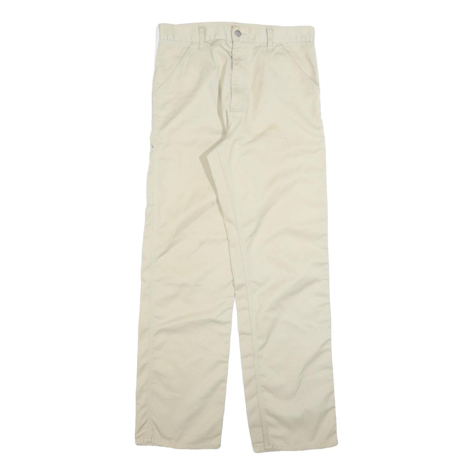 CARHARTT Mens Cotton Blend White Relaxed Straight Trousers W32 L31 Workwear Refurbished - N/A refurbished available on Cerqular
