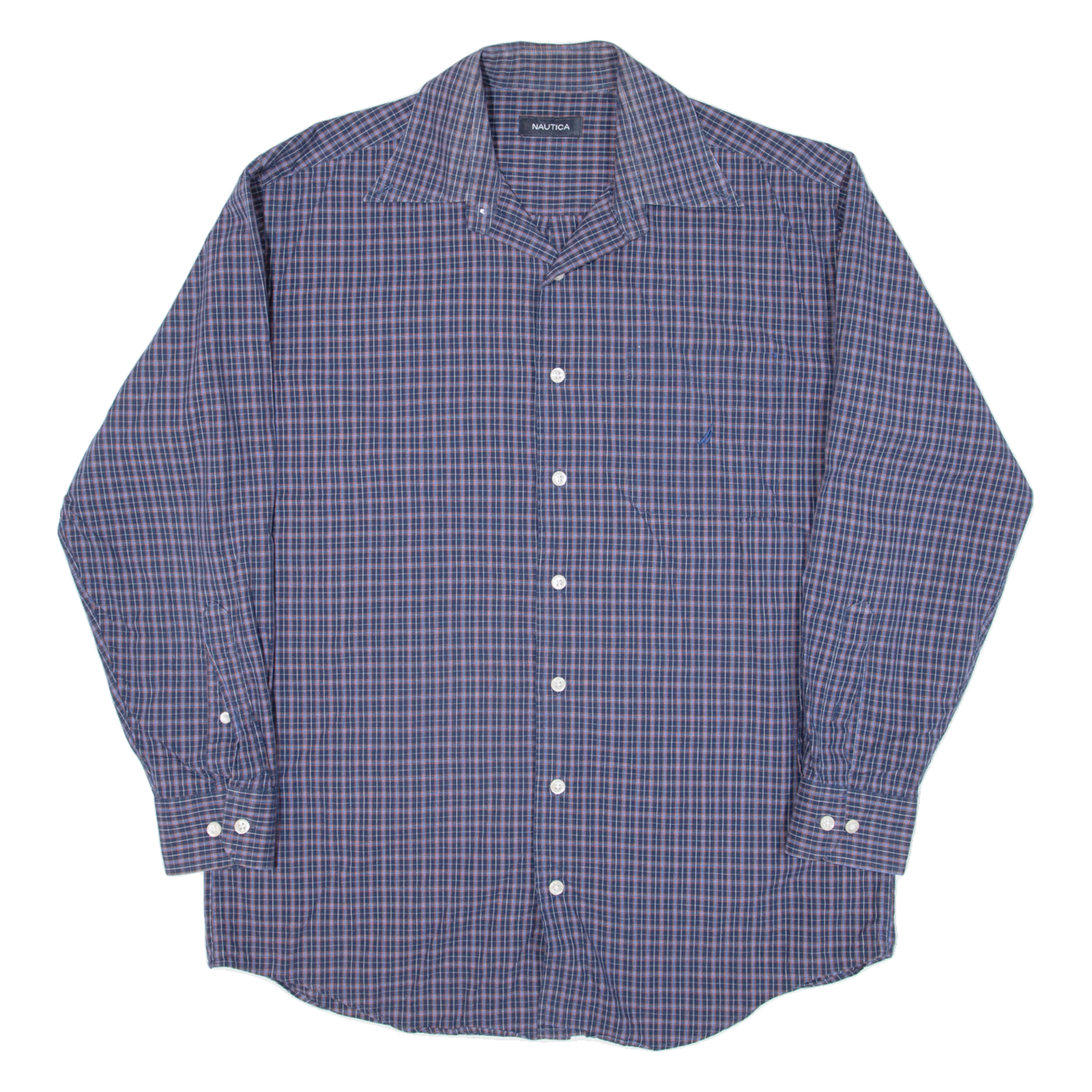 NAUTICA Mens Shirt Blue Check Long Sleeve L Refurbished - N/A refurbished available on Cerqular