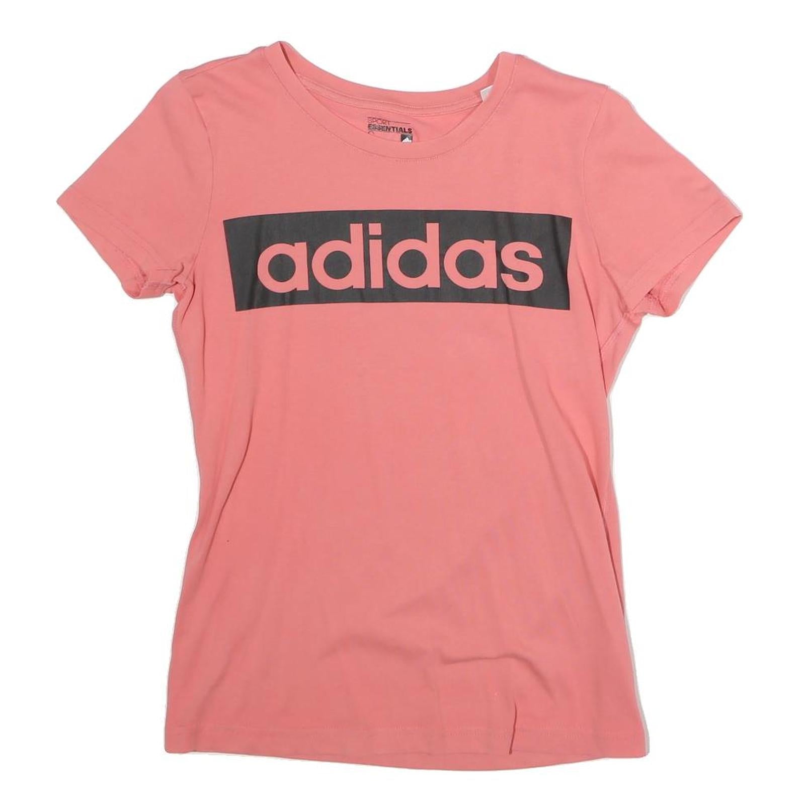 ADIDAS Womens Pink Graphic T-Shirt S Short Sleeve Crew Neck Logo Print Cotton Refurbished - N/A refurbished available on Cerqular