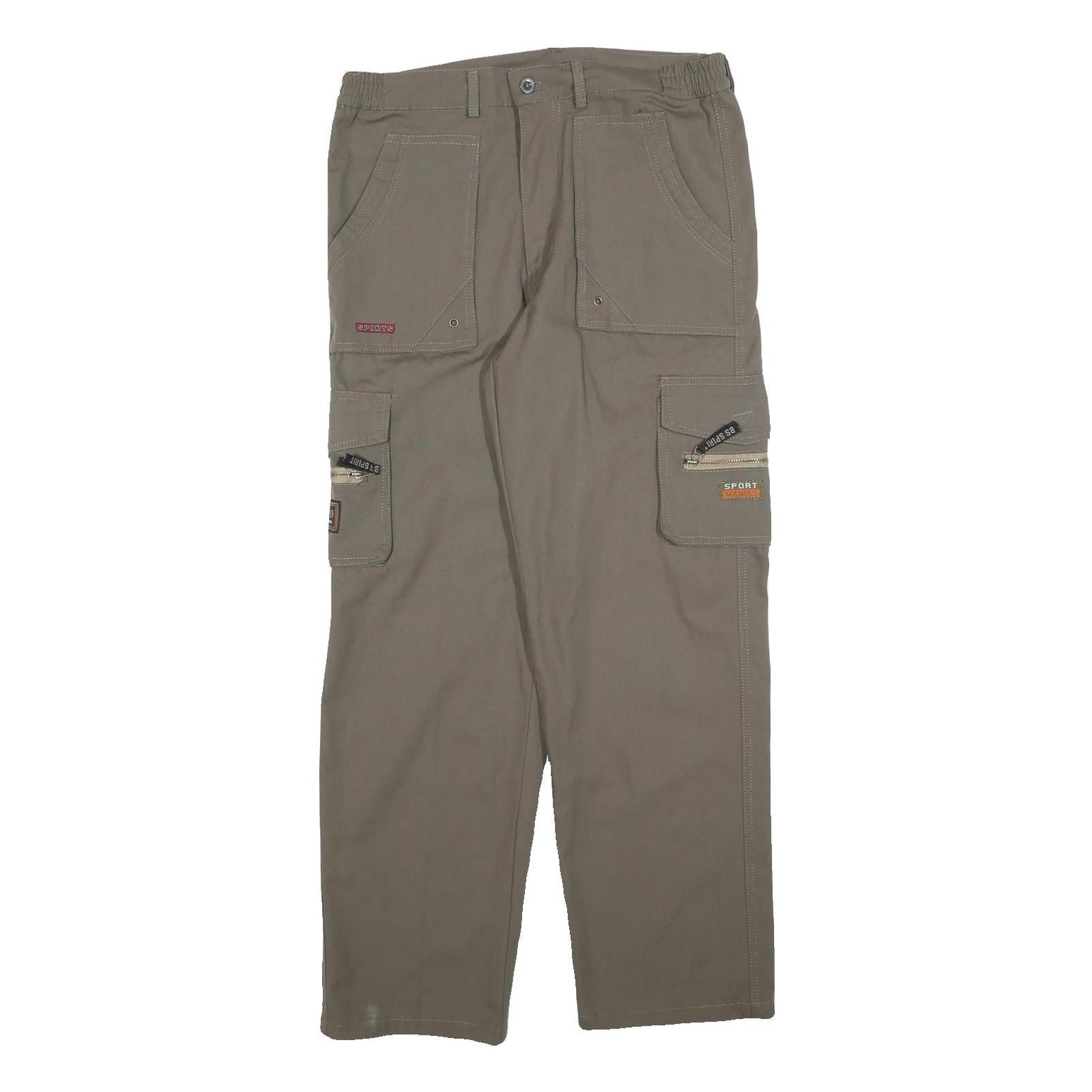 Mens Regular Fit Beige Cotton Blend Cargo Trousers W32 L30 Multi Pocket Zip Refurbished - N/A refurbished available on Cerqular