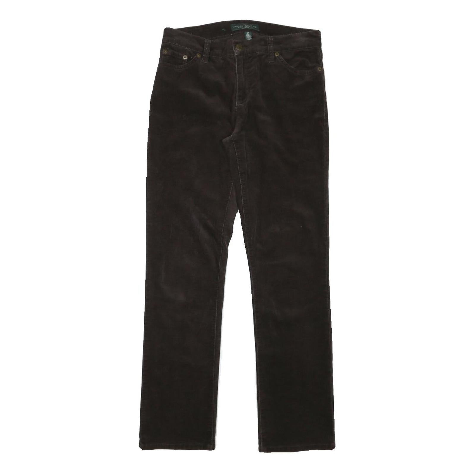LAUREN RALPH LAUREN Womens Cotton Blend Brown Regular Fit Straight Trousers W30 Refurbished - N/A refurbished available on Cerqular