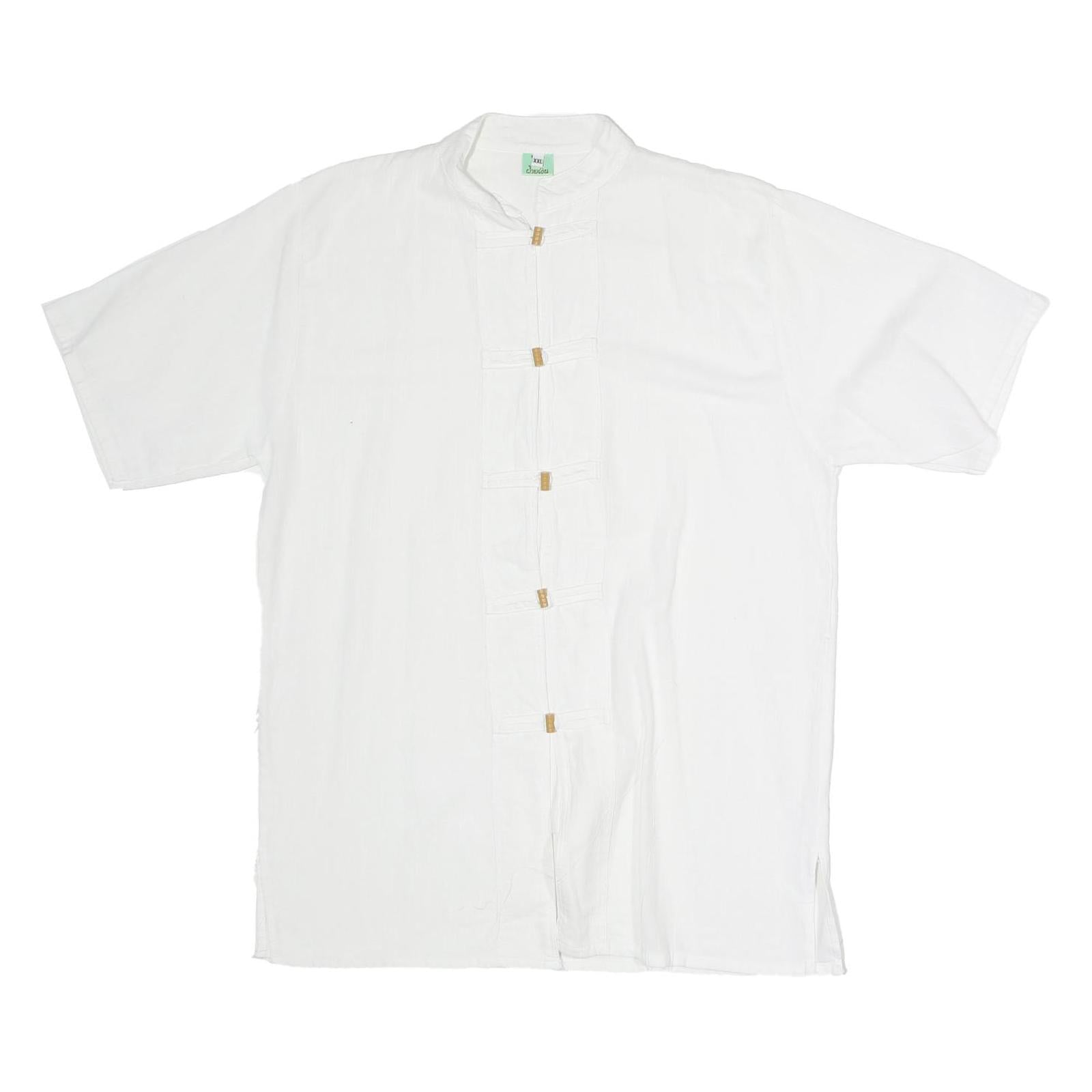 Womens White Cotton Blend Kimono Top Short Sleeve Stand-Up Neck Plain M Casual Refurbished - N/A refurbished available on Cerqular