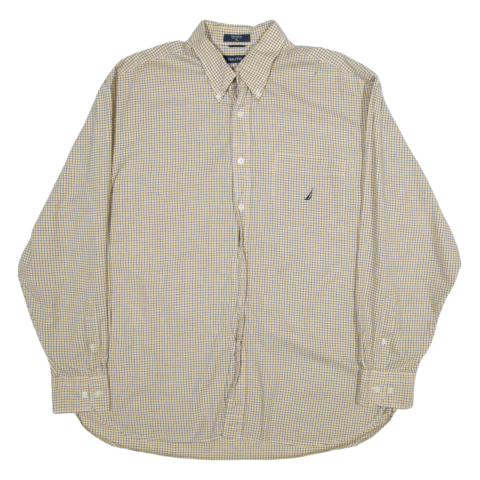 NAUTICA Mens Shirt Yellow Check Long Sleeve XL Refurbished - N/A refurbished available on Cerqular