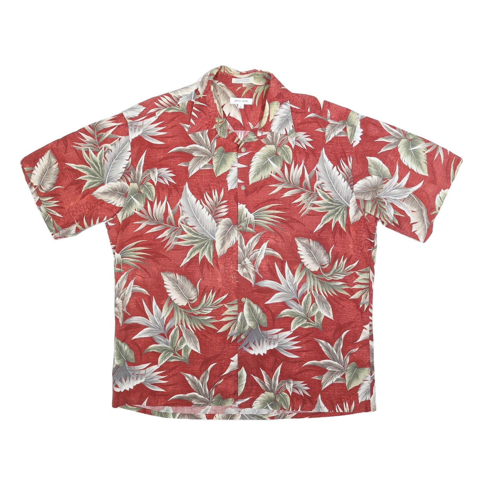 PIERRE CARDIN Mens Red Hawaiian Shirt XL Cotton Relaxed Fit Casual Holiday Refurbished - N/A refurbished available on Cerqular