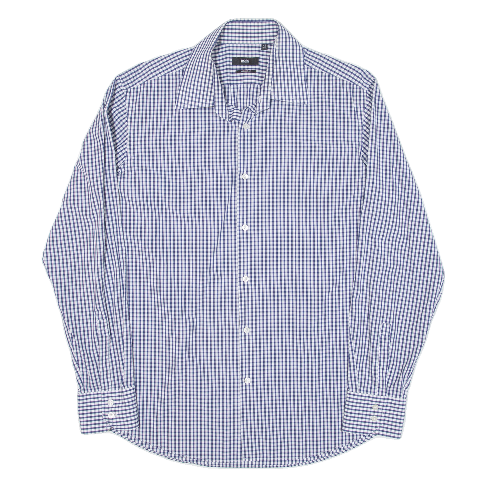 BOSS Mens Shirt Blue Check Long Sleeve XL Refurbished - N/A refurbished available on Cerqular
