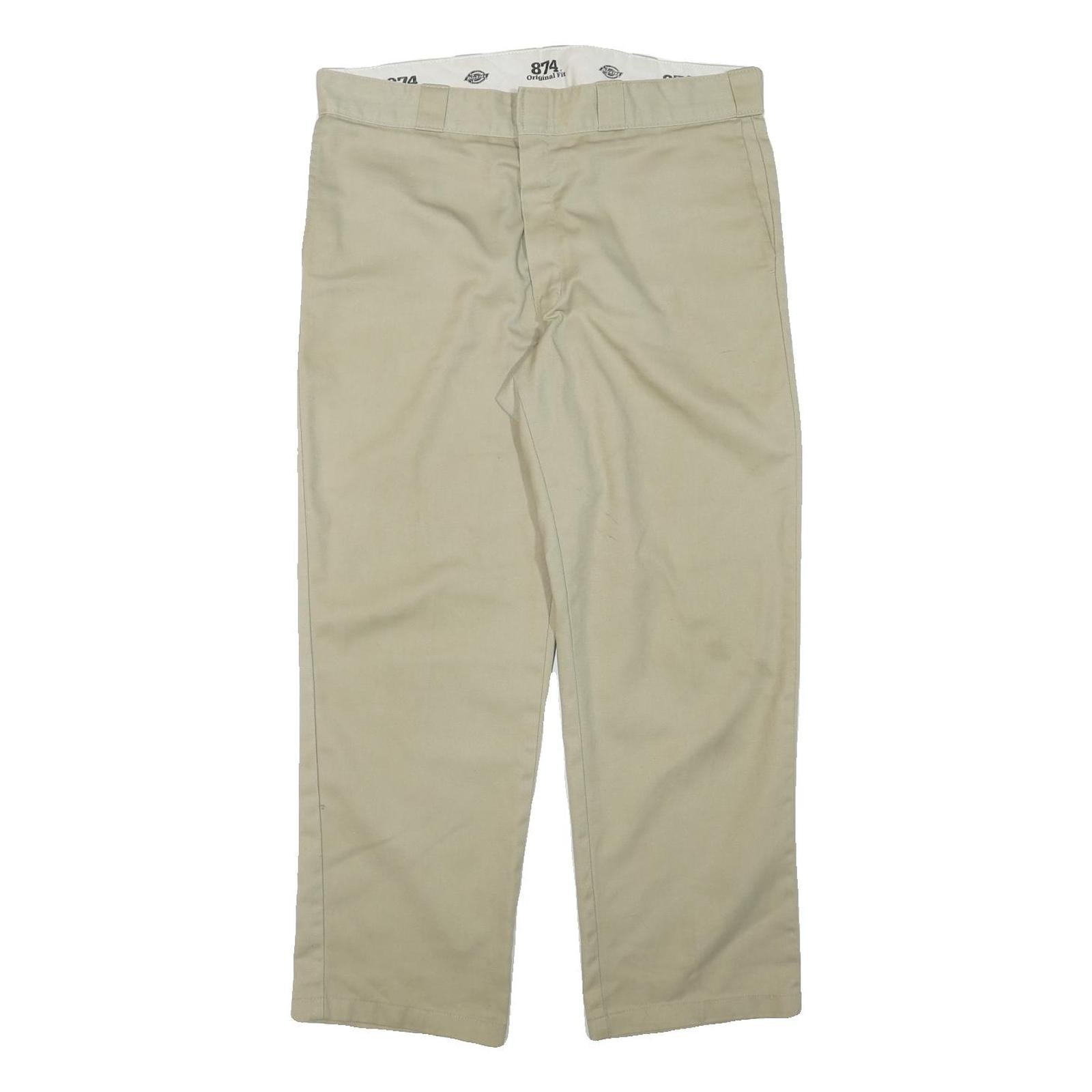 DICKIES Mens Cotton Blend Beige Regular Fit Straight Leg Trousers W37 L29 Refurbished - N/A refurbished available on Cerqular