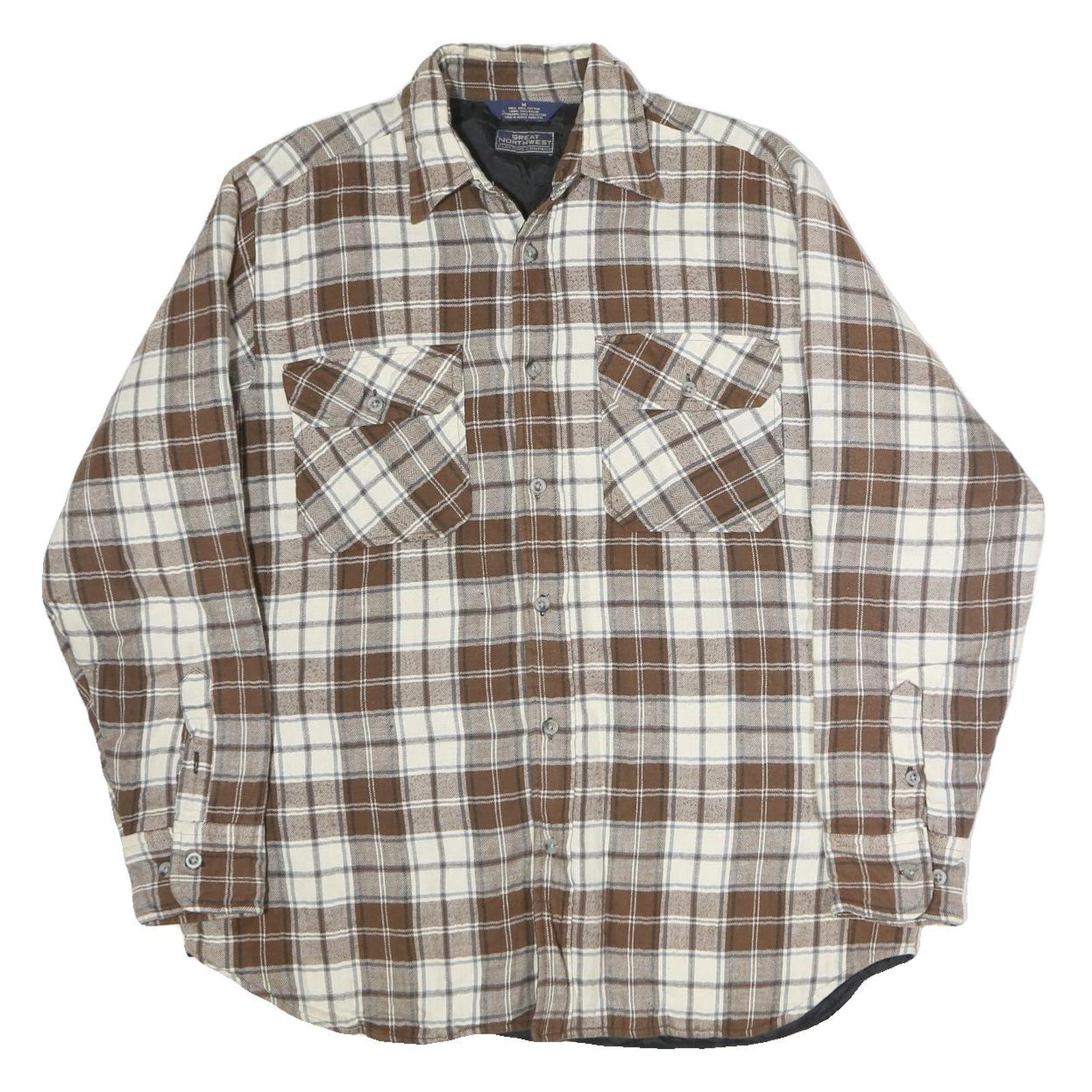 GREAT NORTHWEST Mens Brown & Cream Check Shirt M Button Pocket Casual Cotton Refurbished - N/A refurbished available on Cerqular