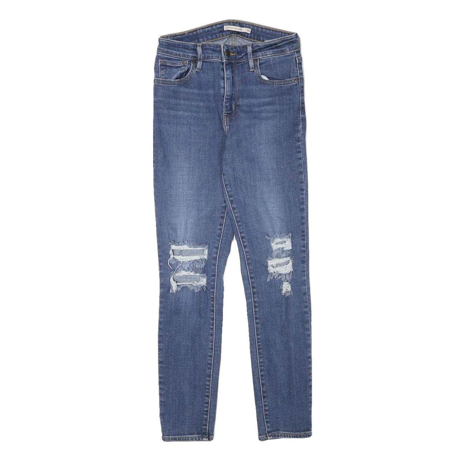 LEVI'S Womens Blue Slim Skinny Denim Medium W24 L26 Ripped Casual Jeans Refurbished - N/A refurbished available on Cerqular