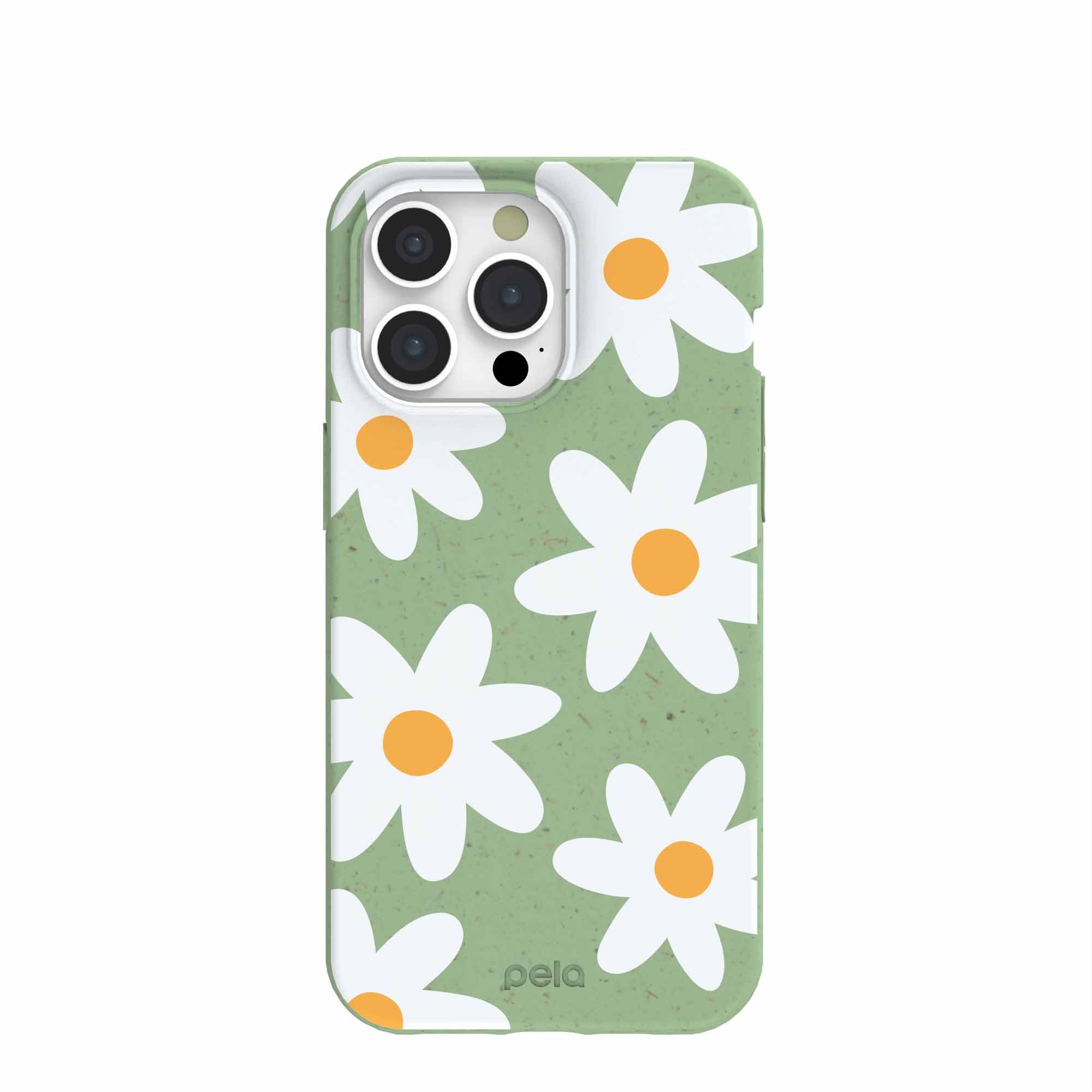 Sage Green Daisy iPhone 15 Pro Max Case Refurbished - Pela Case refurbished available on Cerqular