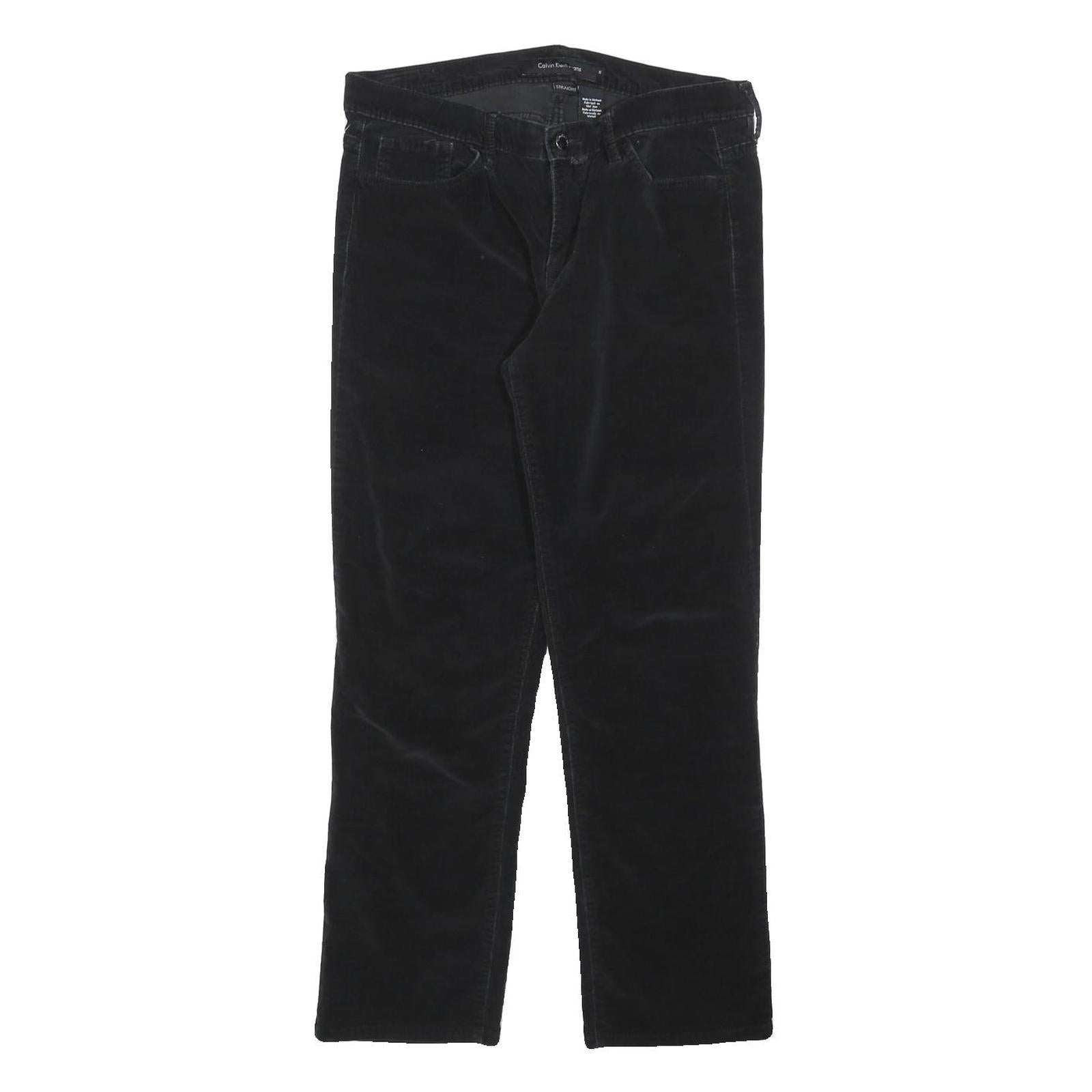 CALVIN KLEIN JEANS Womens Cotton Blend Black Regular Fit Straight Trousers W30 Refurbished - N/A refurbished available on Cerqular