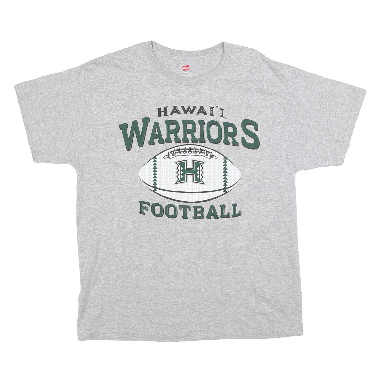 HANES Mens Grey Hawaii Warriors Football Graphic T-Shirt L Short Sleeve Crew Refurbished - N/A refurbished available on Cerqular