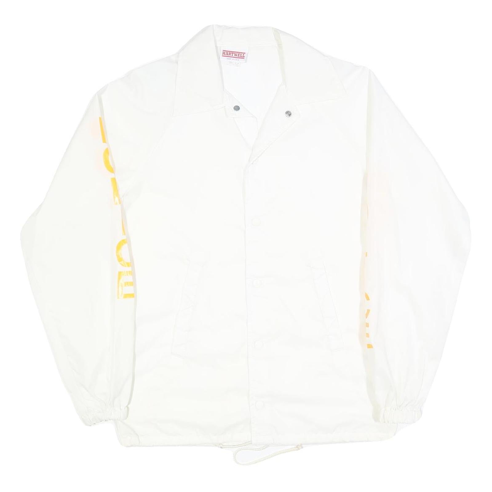 HARTWELL Mens White Button Front Jacket S Polyester Police Printed Sleeves Refurbished - N/A refurbished available on Cerqular
