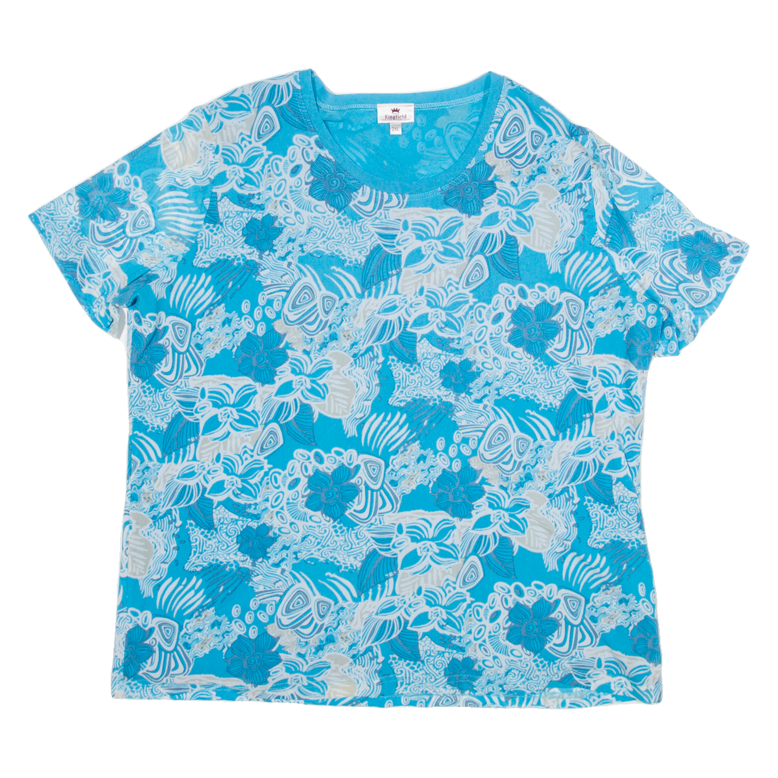 KINGFIELD Womens Shirt Top Blue Floral 2XL Refurbished - N/A refurbished available on Cerqular