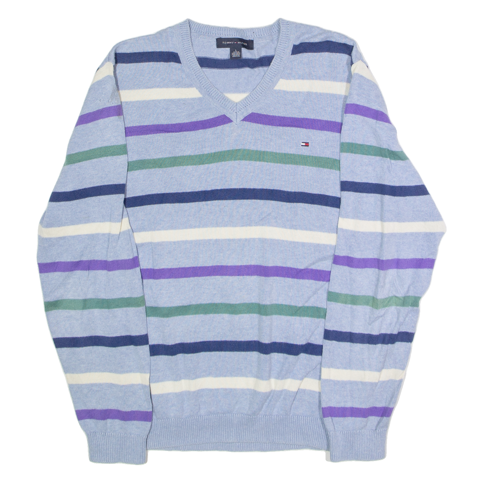 Buy TOMMY HILFIGER Mens Patterned Jumper Blue Striped V-Neck Tight Knit L Refurbished - $28.59 TOMMY HILFIGER Mens Patterned Jumper Blue Striped V-Neck Tight Knit L Refurbished - N/A refurbished available on Cerqular
