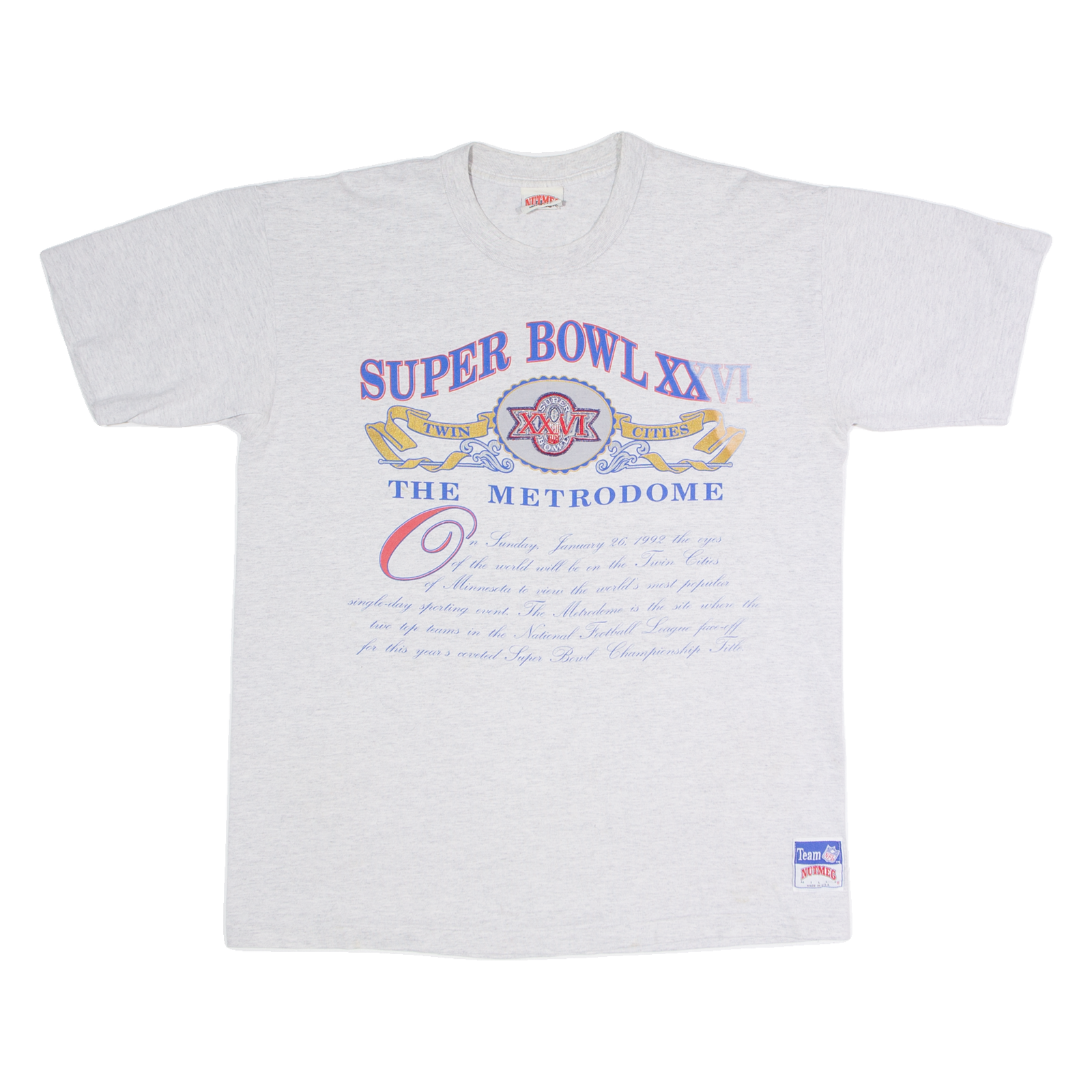 NUTMEG Super Bowl XXVI Mens T-Shirt Grey USA XL Refurbished - N/A refurbished available on Cerqular