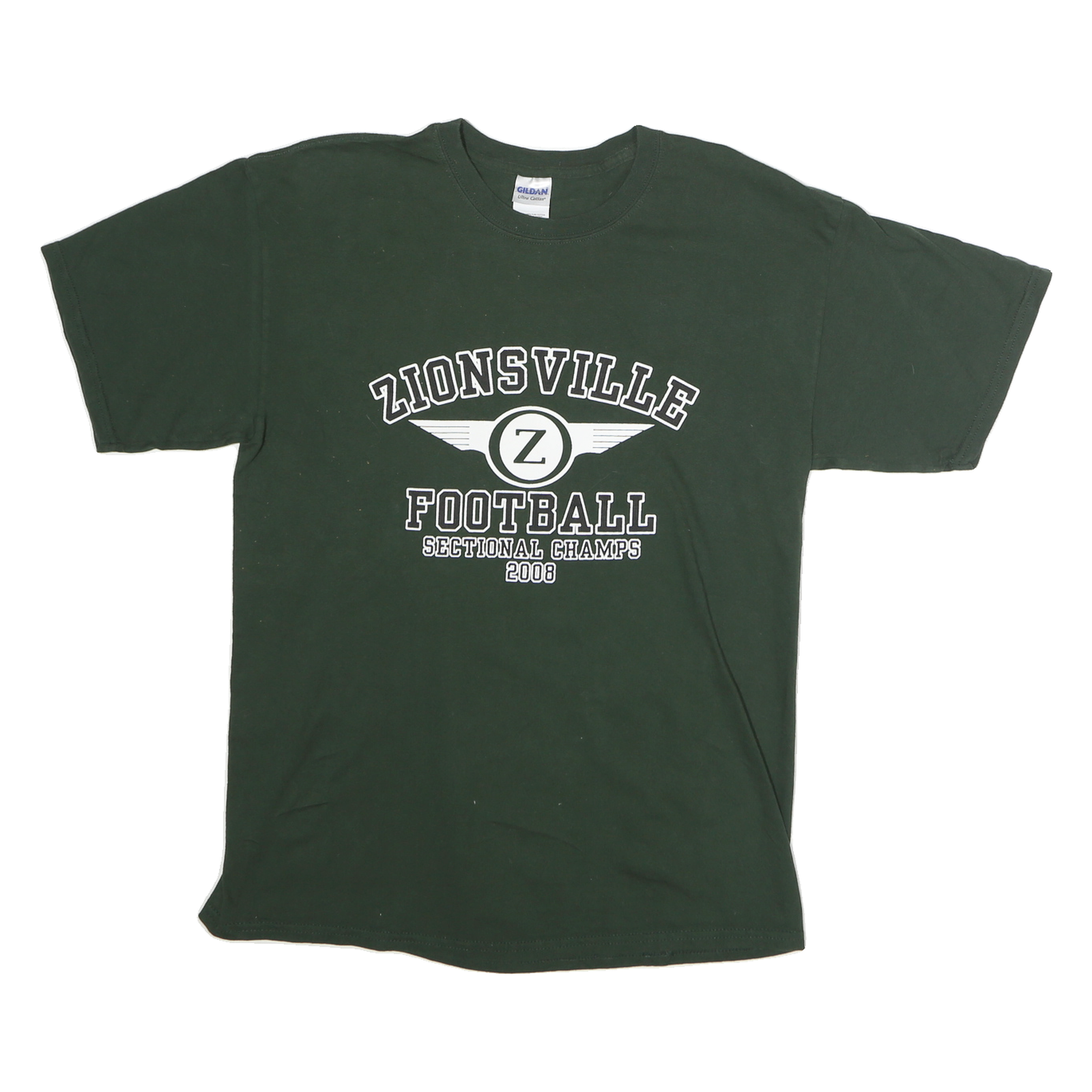GILDAN Mens Green Zionsville Football Sectional Champs 2008 Graphic T-Shirt L Refurbished - N/A refurbished available on Cerqular