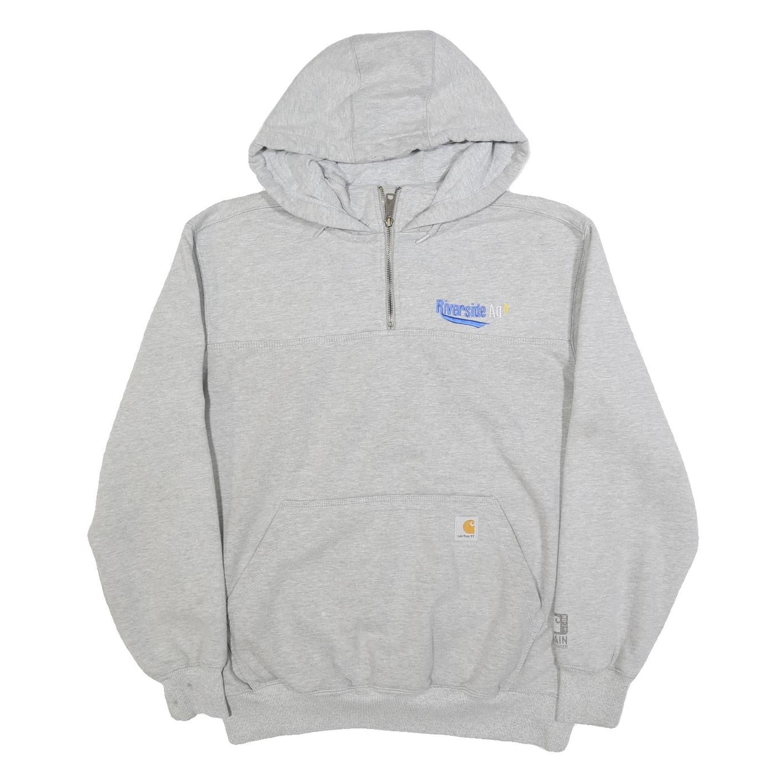 CARHARTT Mens Grey Hoodie L 1/4 Zip Pullover Cotton Blend Workwear Refurbished - N/A refurbished available on Cerqular