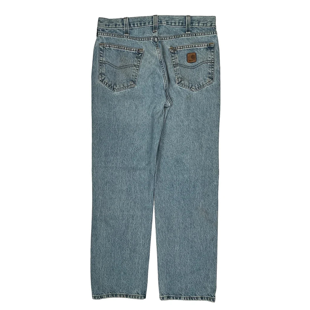 Carhartt Jeans - 34W 32L Light Wash Cotton Refurbished - Thrifted (note: this is a term often used to describe second- refurbished available on Cerqular