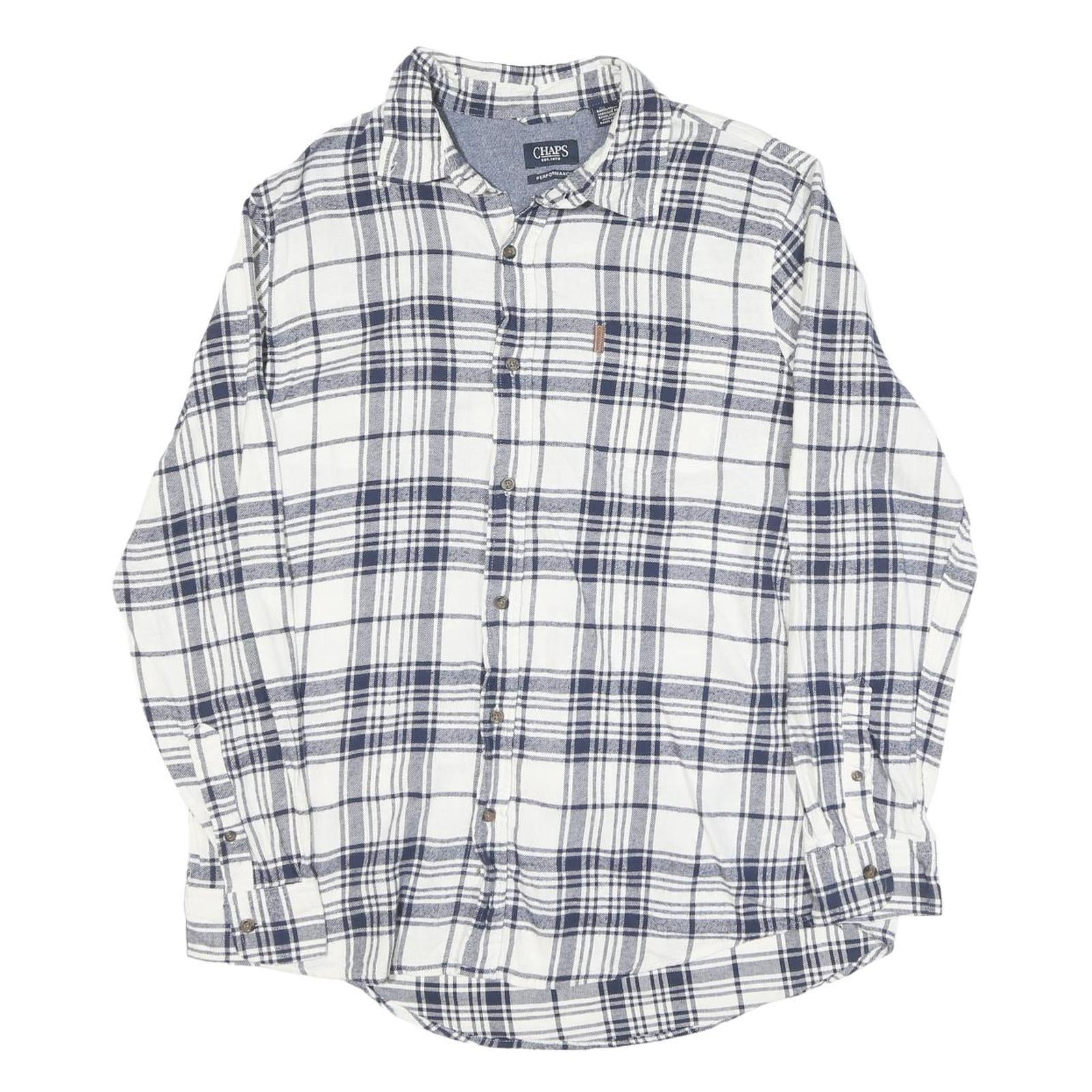Buy CHAPS Mens White & Blue Check Shirt L Cotton Blend Long Sleeve Casual Refurbished - $38.99 CHAPS Mens White & Blue Check Shirt L Cotton Blend Long Sleeve Casual Refurbished - N/A refurbished available on Cerqular