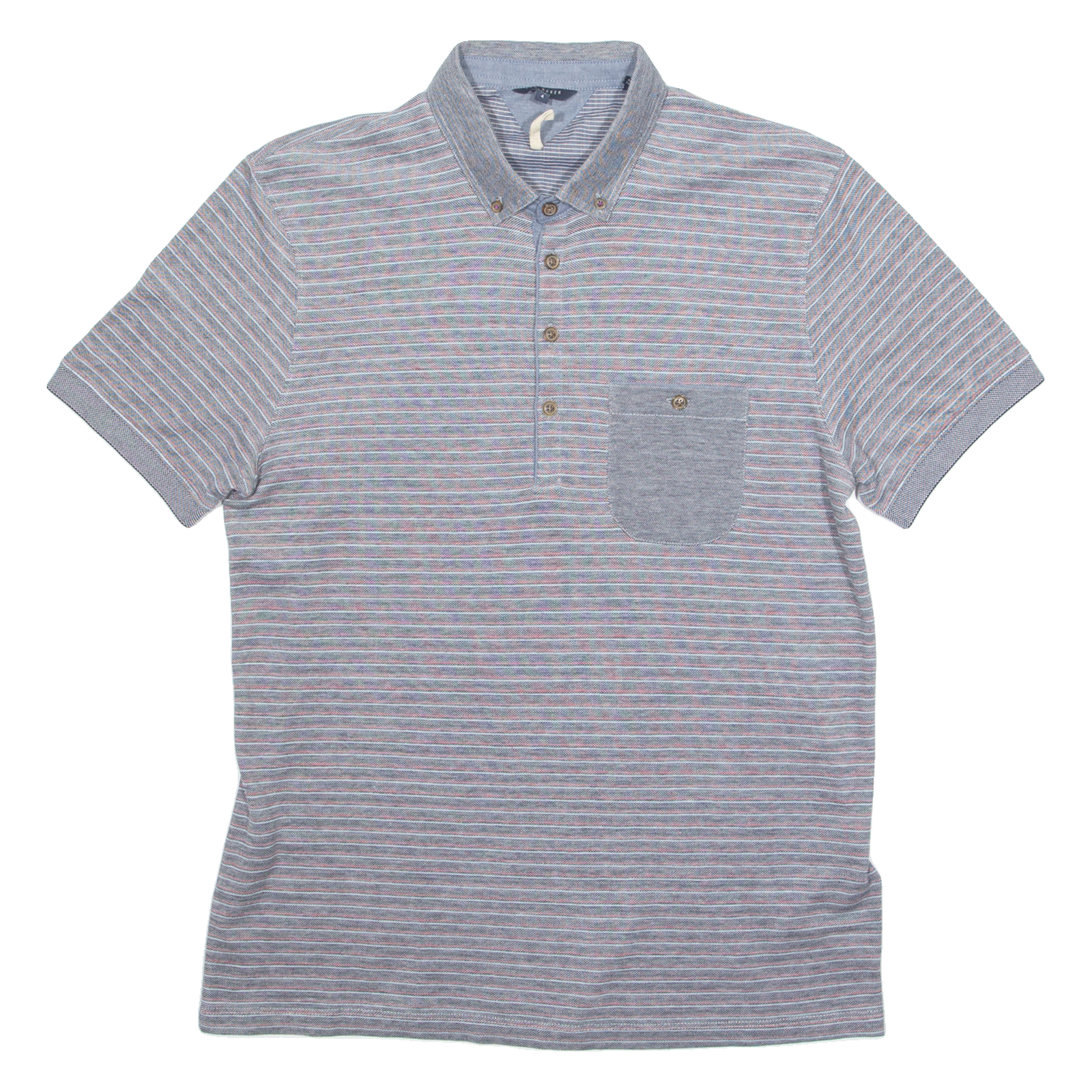 TED BAKER Mens Polo Shirt Grey Striped M Refurbished - N/A refurbished available on Cerqular