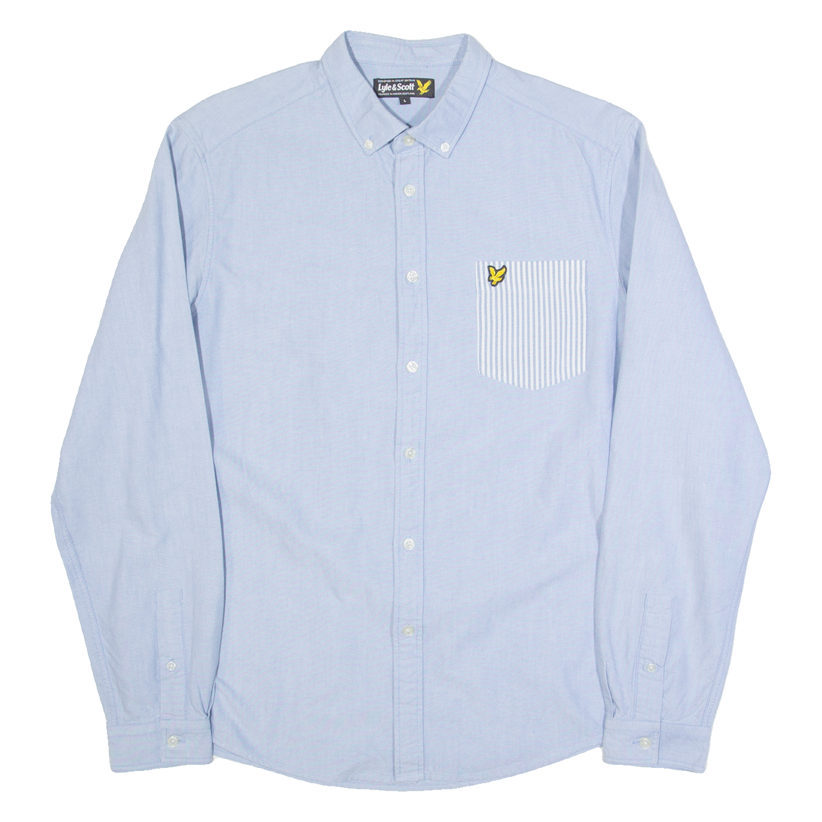 LYLE & SCOTT Mens Plain Shirt Blue Long Sleeve L Refurbished - N/A refurbished available on Cerqular