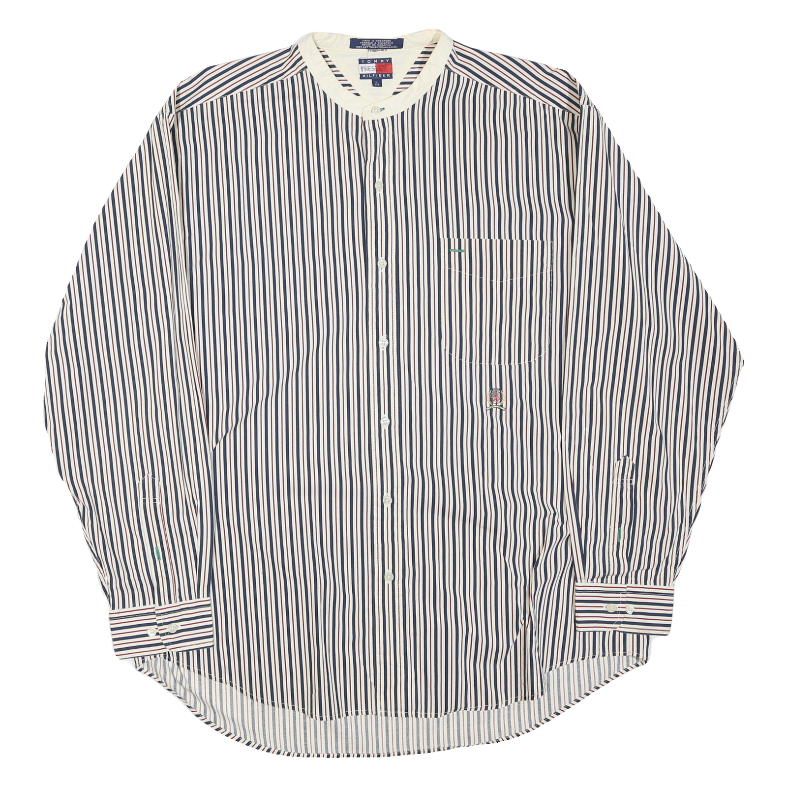 Buy TOMMY HILFIGER Mens White & Navy Striped Cotton Blend Shirt M Button Collar Long Refurbished - $45.49 TOMMY HILFIGER Mens White & Navy Striped Cotton Blend Shirt M Button Collar Long Refurbished - N/A refurbished available on Cerqular