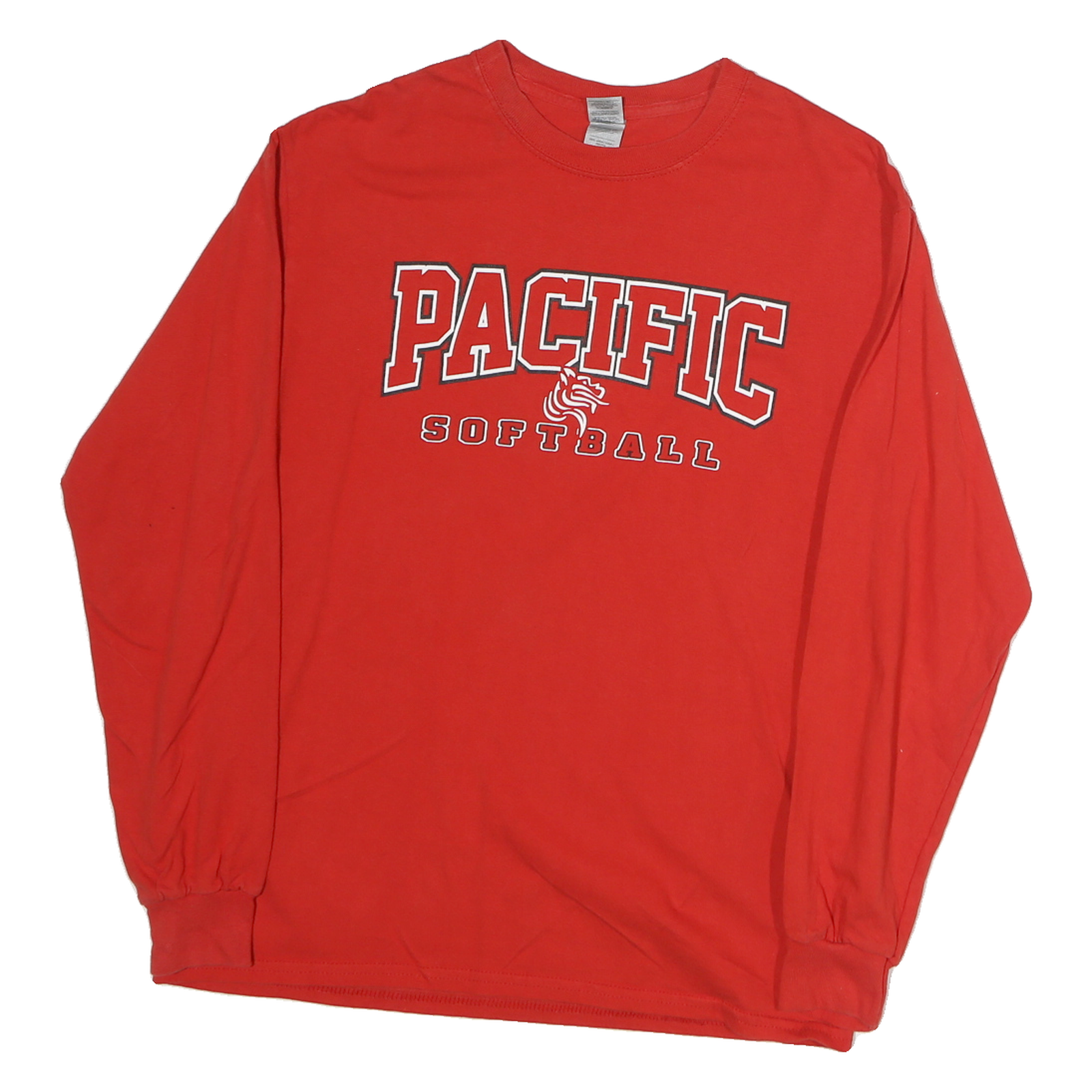 GILDAN Womens Red Pacific Softball Graphic T-Shirt M Long Sleeve Crew Neck Refurbished - N/A refurbished available on Cerqular