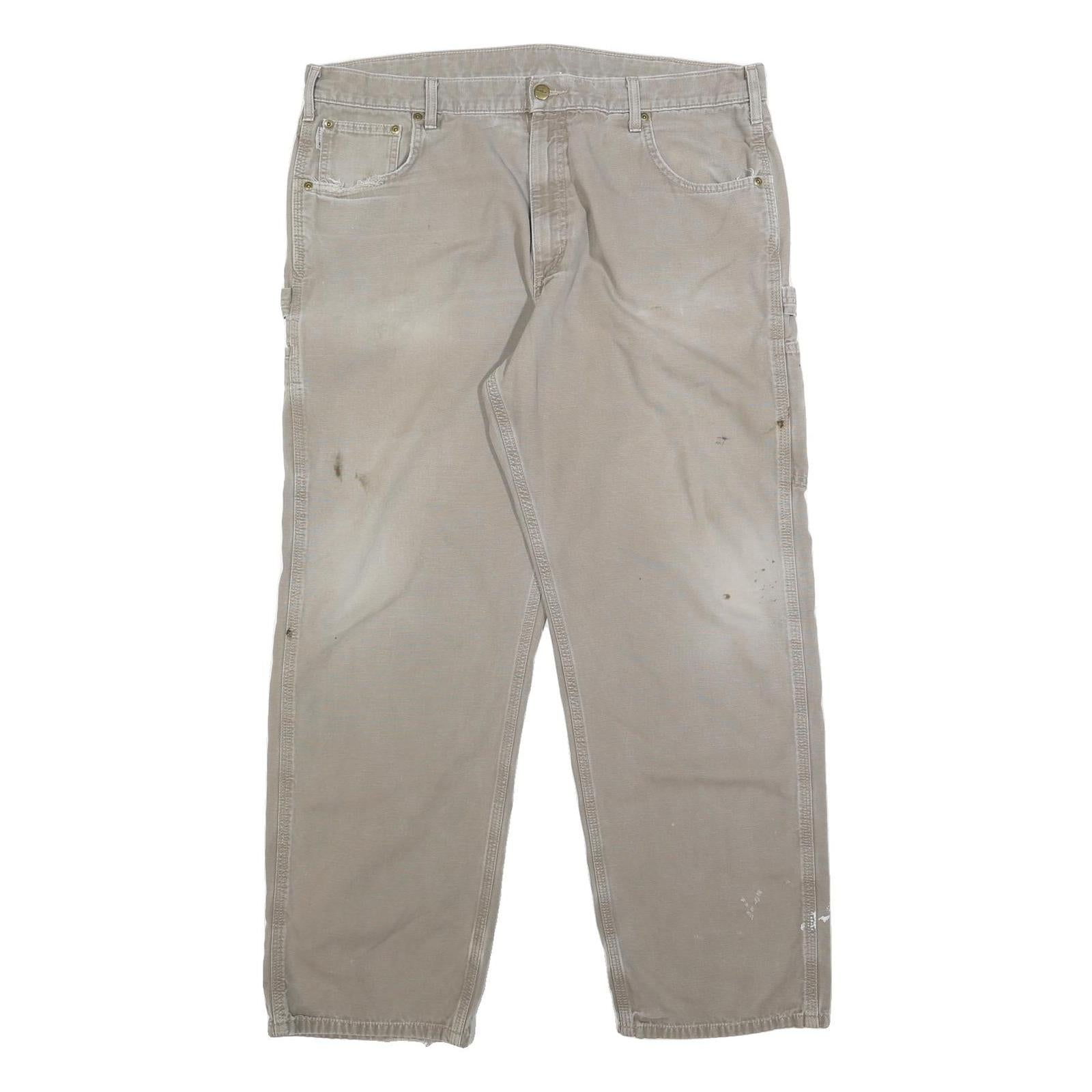 CARHARTT Mens Cotton Beige Loose Tapered Trousers W40 L32 Workwear Casual Refurbished - N/A refurbished available on Cerqular
