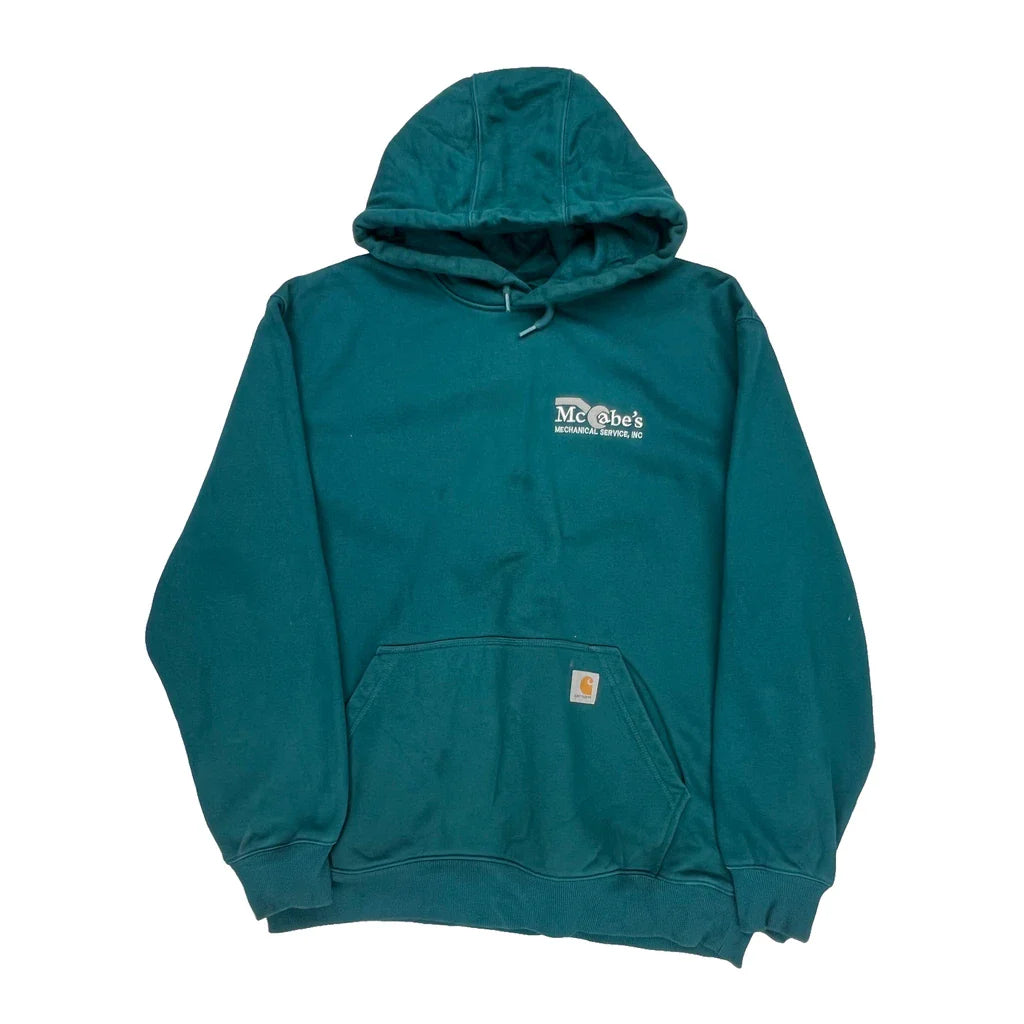 Carhartt Hoodie - XL Green Cotton Refurbished - Thrifted (note: this is a term often used to describe second- refurbished available on Cerqular