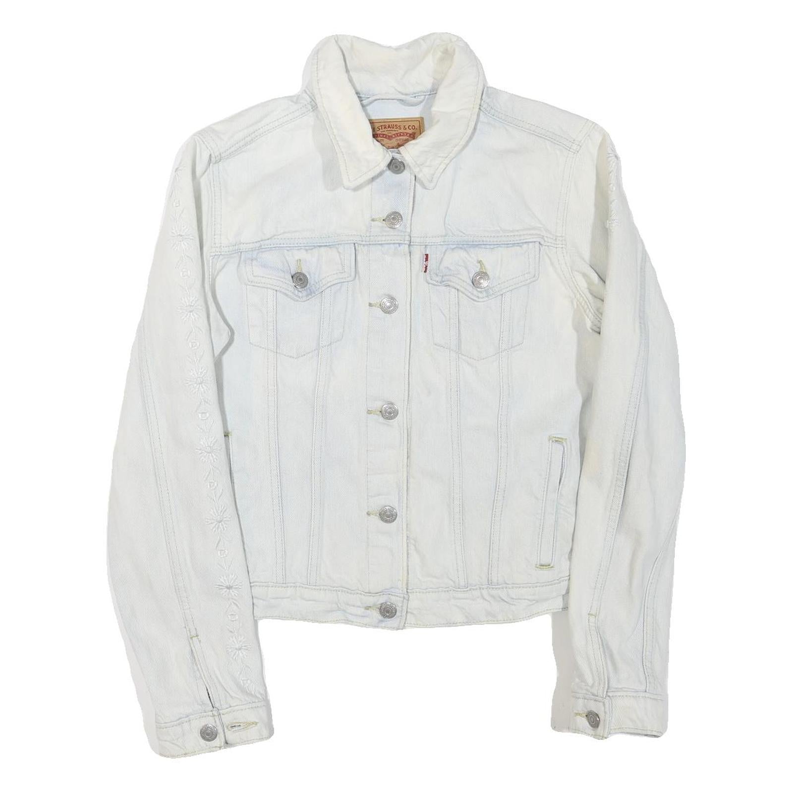 Buy LEVI'S Womens White Denim Jacket L Cotton Blend Button Plain Classic Casual Refurbished - $51.99 LEVI'S Womens White Denim Jacket L Cotton Blend Button Plain Classic Casual Refurbished - N/A refurbished available on Cerqular