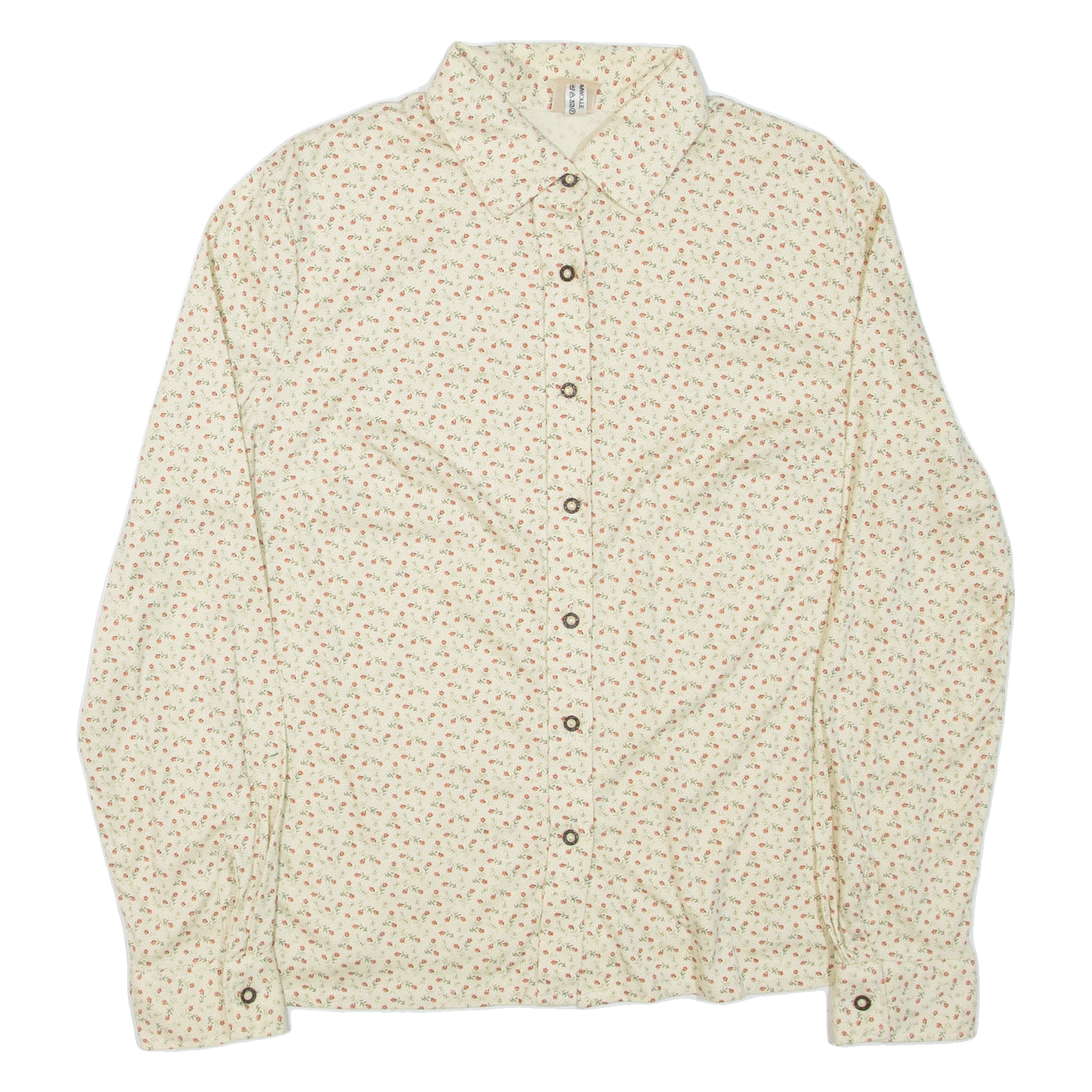 Womens Printed Shirt Beige Collared Long Sleeve Floral M Refurbished - N/A refurbished available on Cerqular