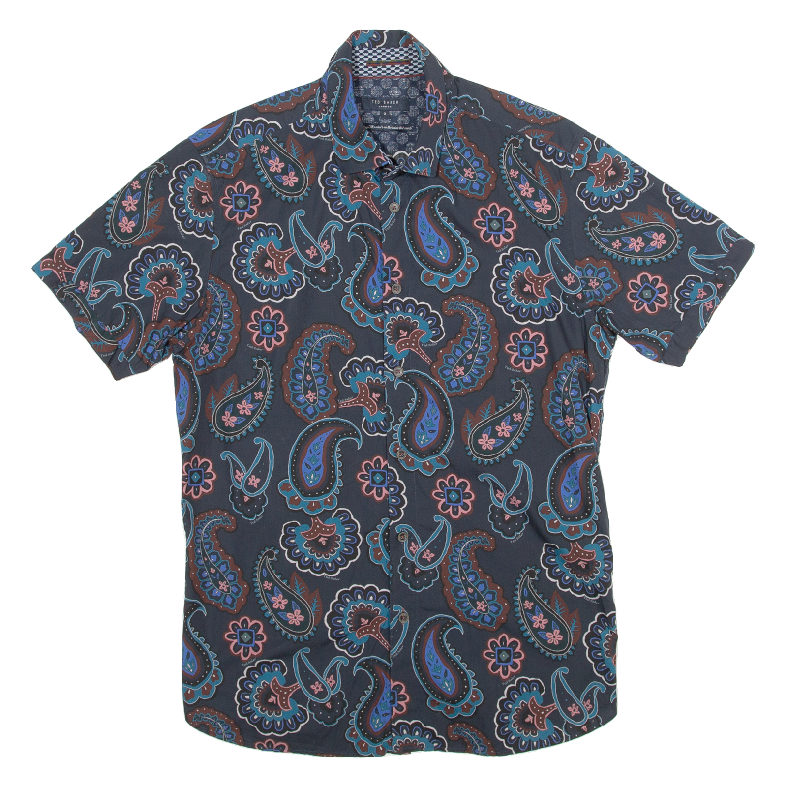 TED BAKER Mens Shirt Blue Crazy Pattern Long Sleeve M Refurbished - N/A refurbished available on Cerqular
