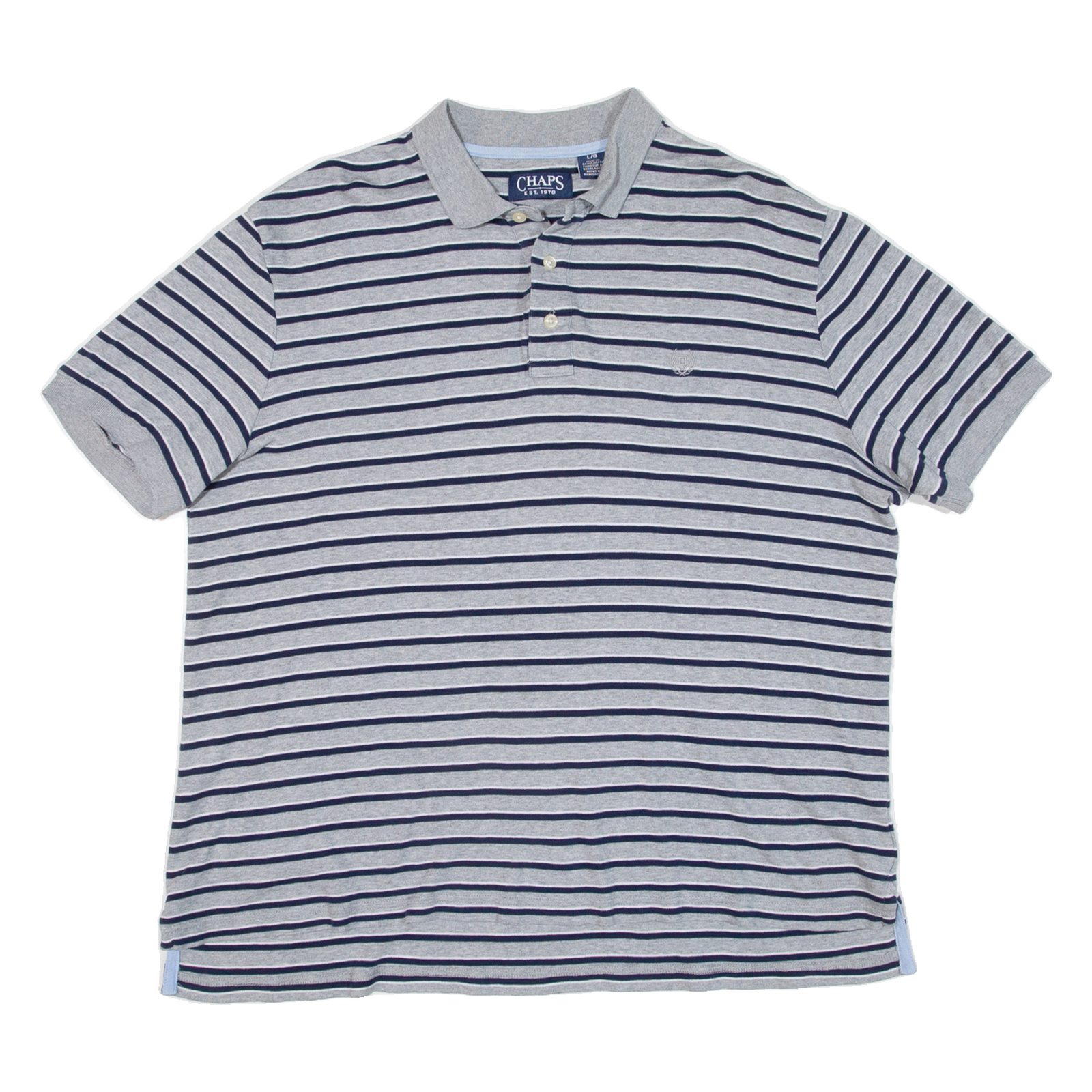 CHAPS Mens Polo Shirt Grey Striped L Refurbished - N/A refurbished available on Cerqular
