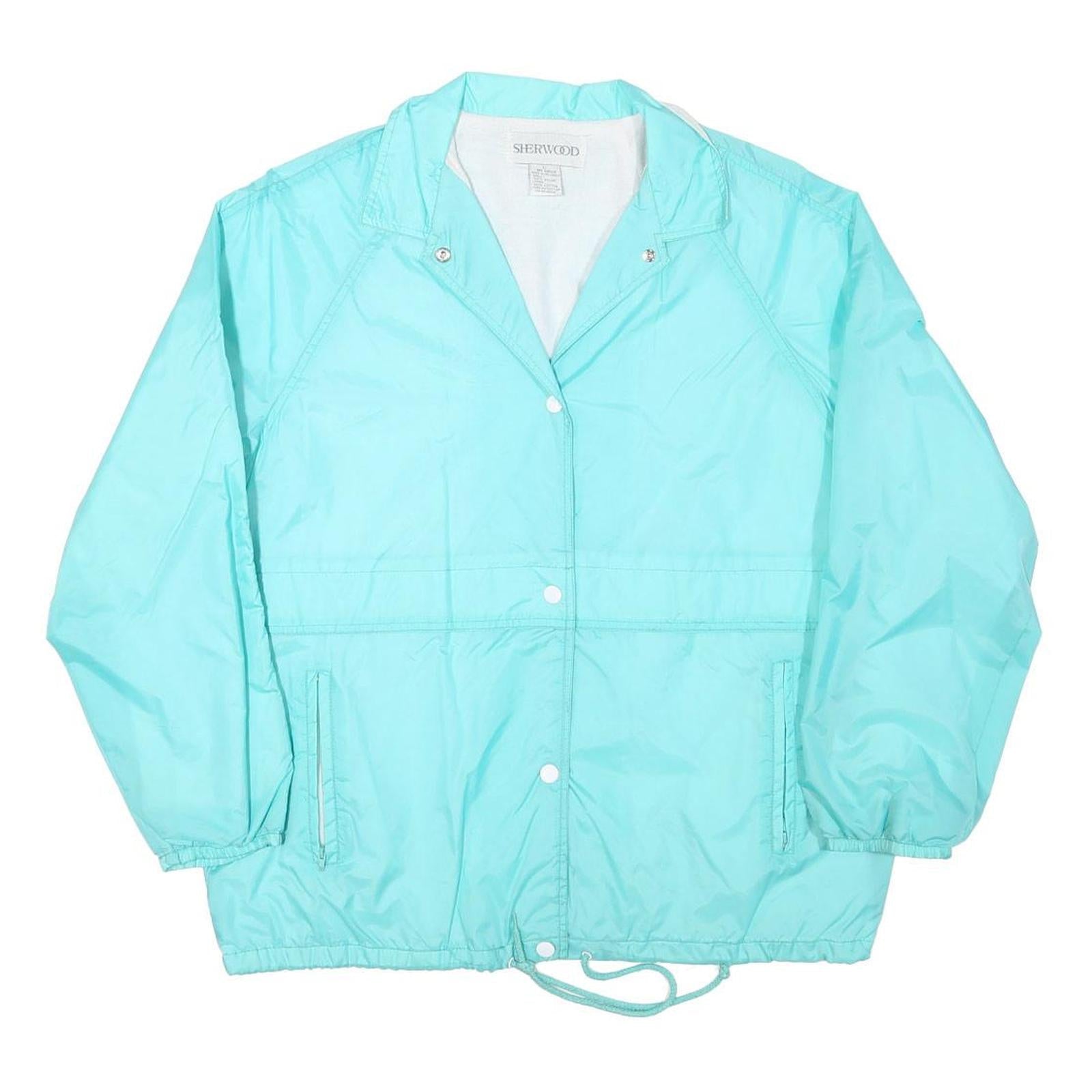 SHERWOOD Womens Blue Nylon Button Jacket L Lightweight Plain Button Closure Refurbished - N/A refurbished available on Cerqular
