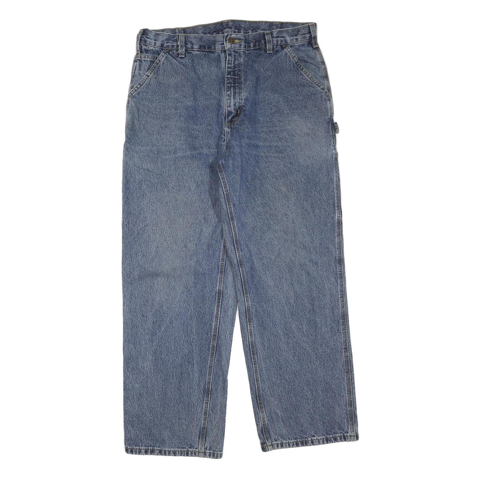 CARHARTT Mens Blue Regular Straight Denim Medium W36 L30 Cotton Blend Zip Jeans Refurbished - N/A refurbished available on Cerqular